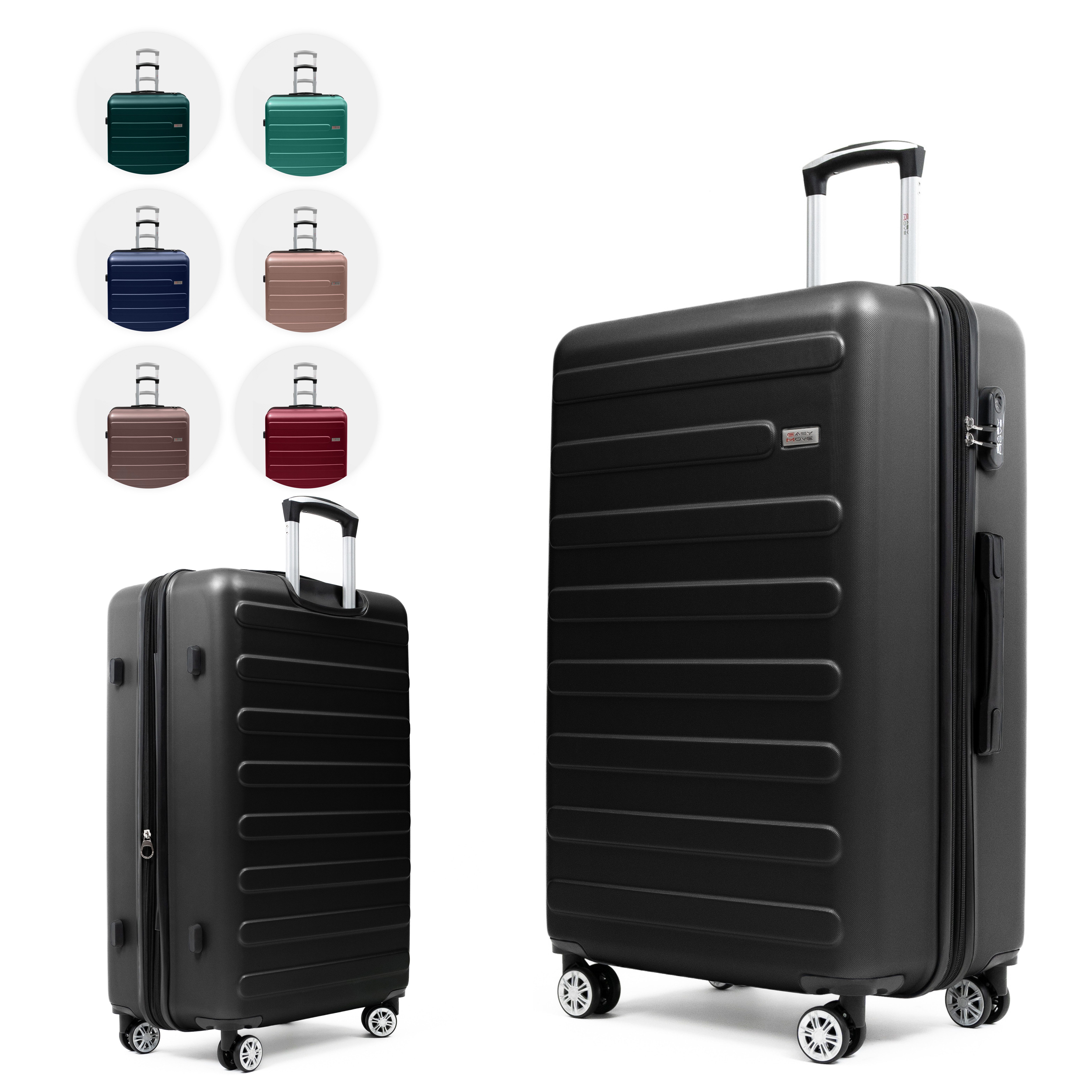 Easy Move Hartschalen-Trolley Leichter Rollkoffer Flair 088, 4 Rollen, Robuster Reisebegleiter aus ABS-Hartschale mit Dehnungsfuge, 55cm