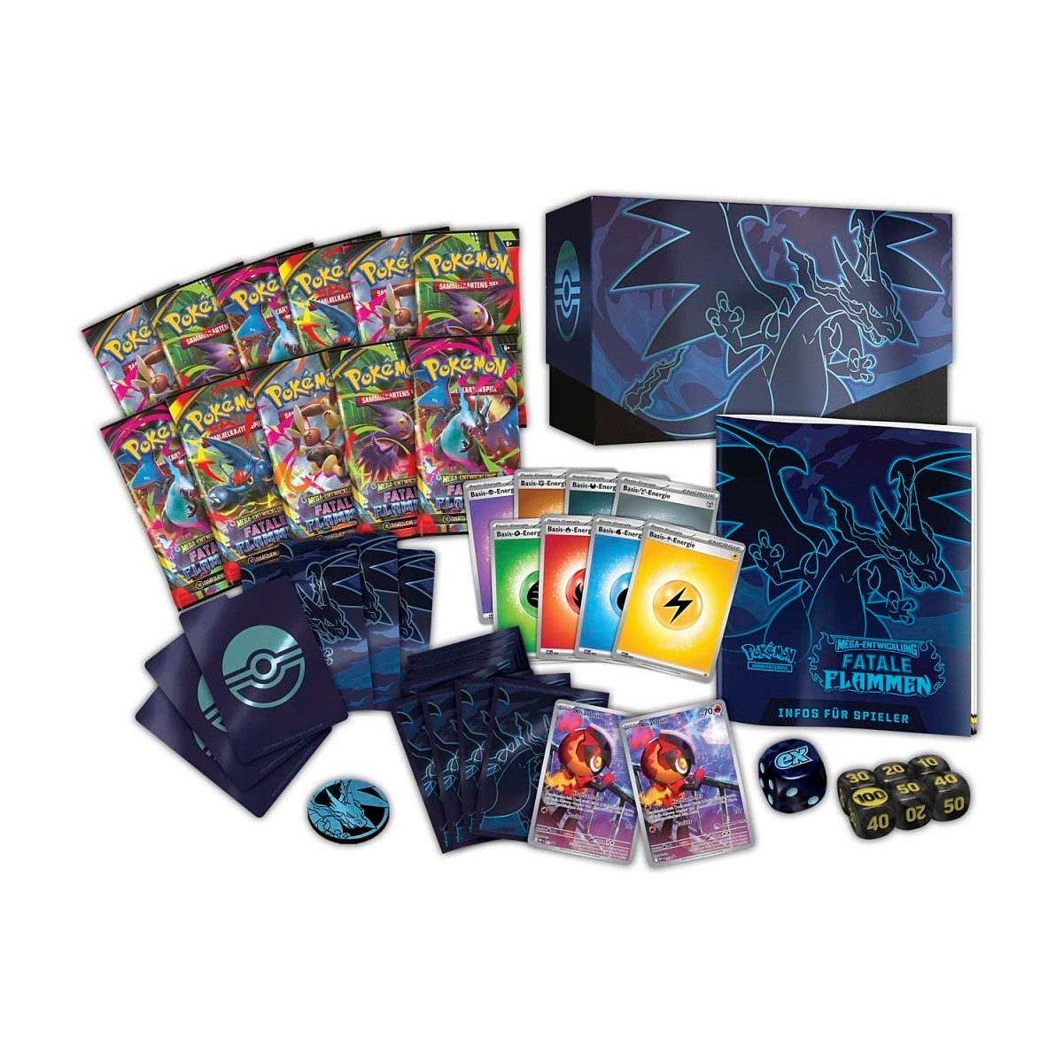 The Pokémon Company Sammelkarte Pokemon ME Fatale Flammen Top-Trainer Box Pokemon Center Deutsch