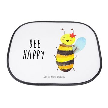 Sonnenschutz Biene Happy - Weiß - Geschenk, Hummel, Sonnenschutz Baby, Auto Sonnen, Mr. & Mrs. Panda, Seidenmatt, Einzigartige Motive