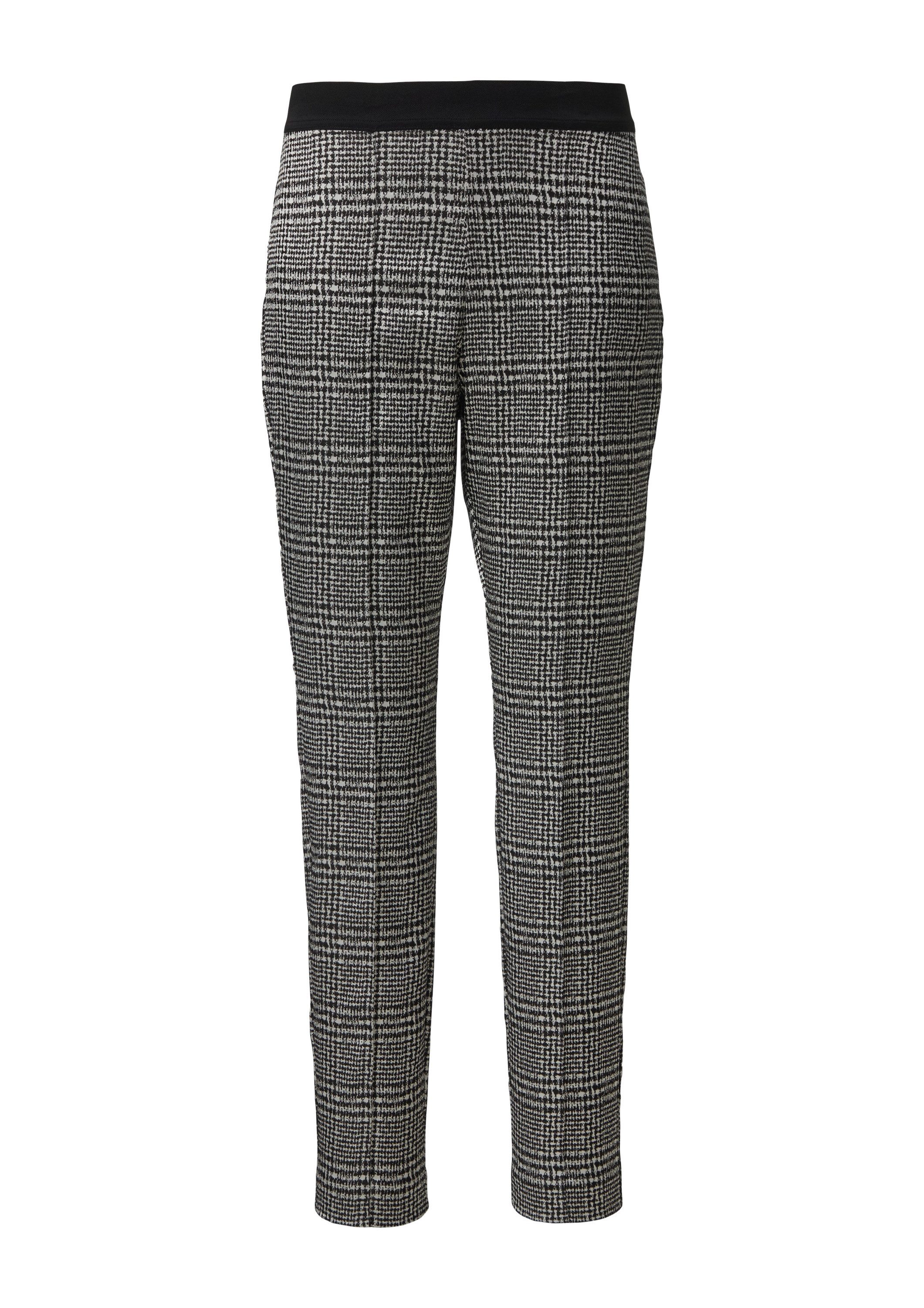 comma Chinos Hose Schmale Hose mit gewebtem Karomuster