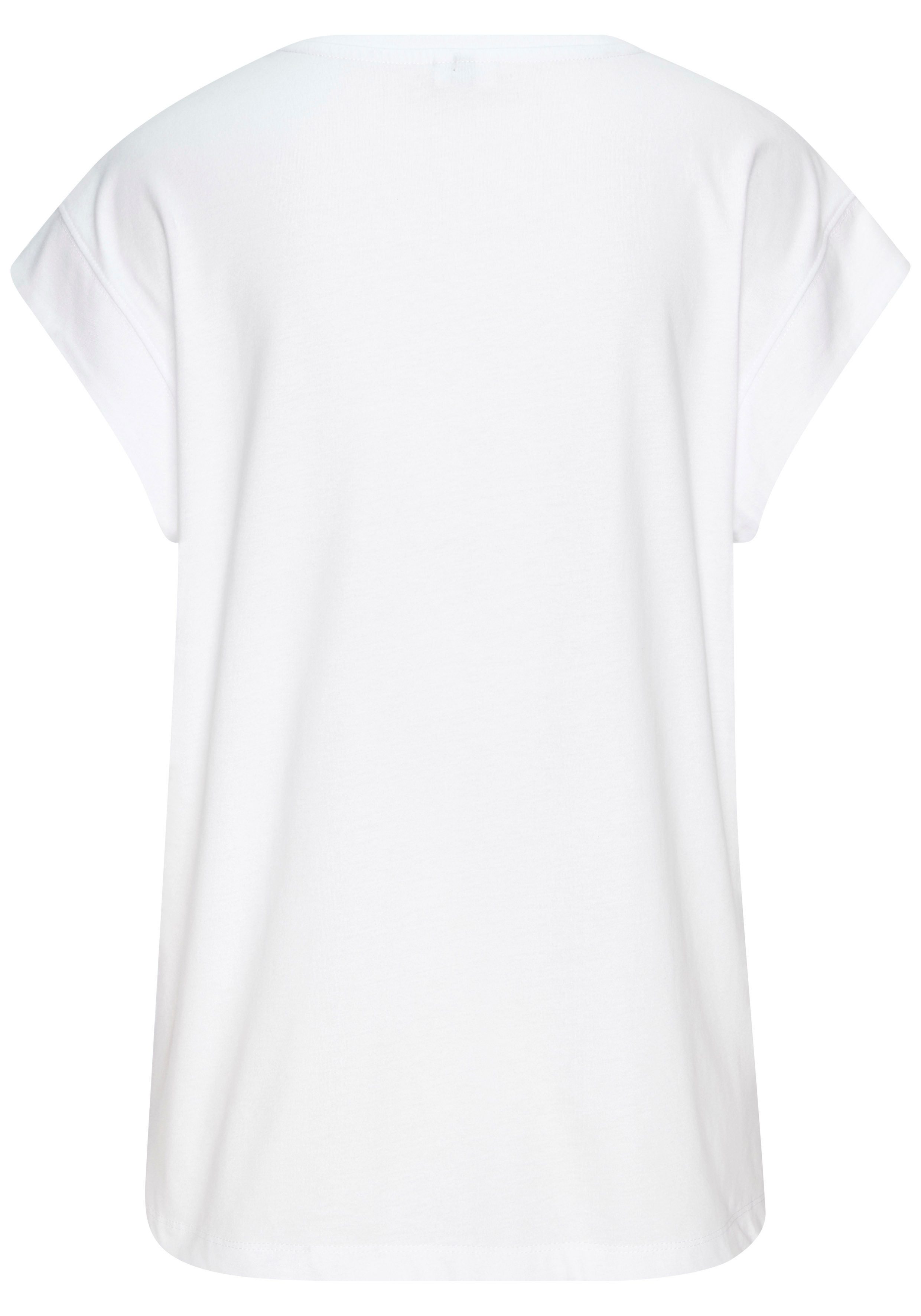 LASCANA Kurzarmshirt mit dezentem Frontdruck, T-Shirt aus Baumwolle, Printshirt, Basic – Bild 3 von 5