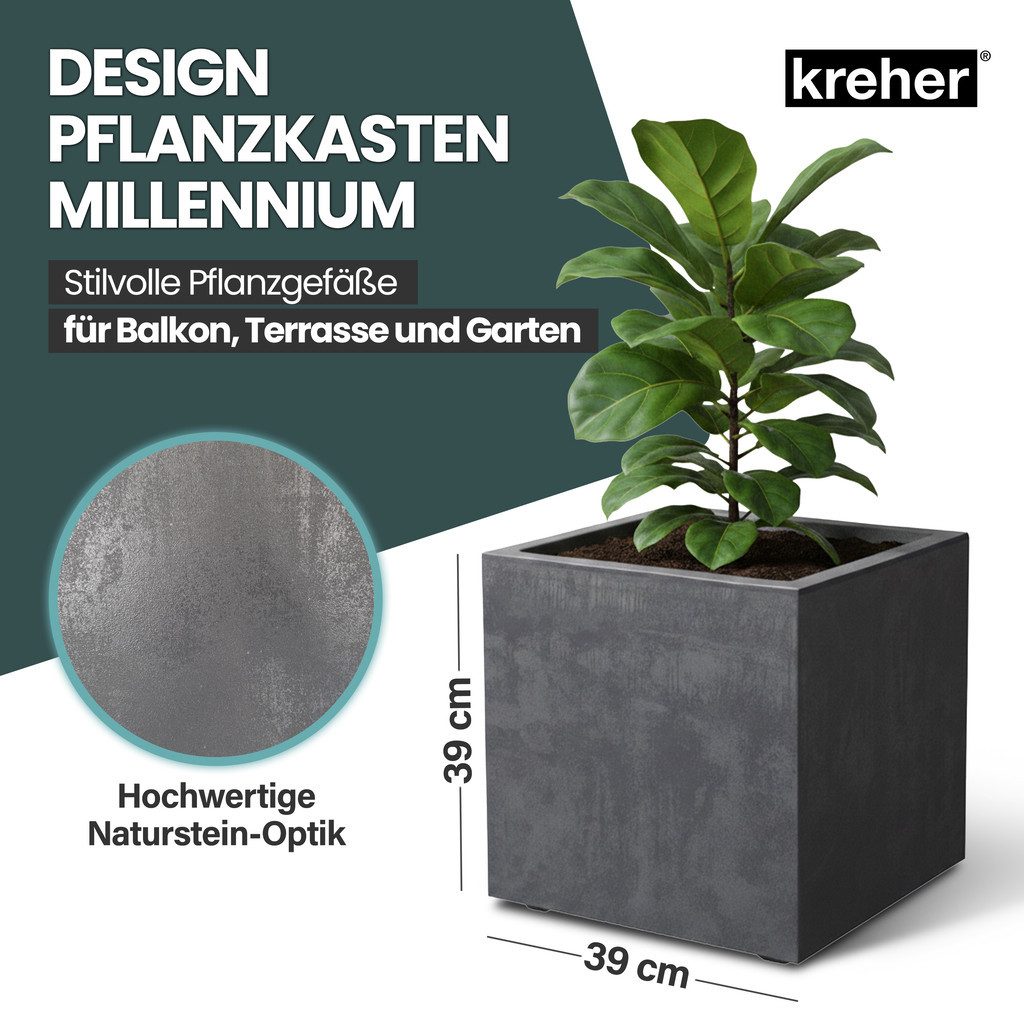 Kreher Blumenkasten Millennium in Naturstein Optik verschiedenen Ausführungen