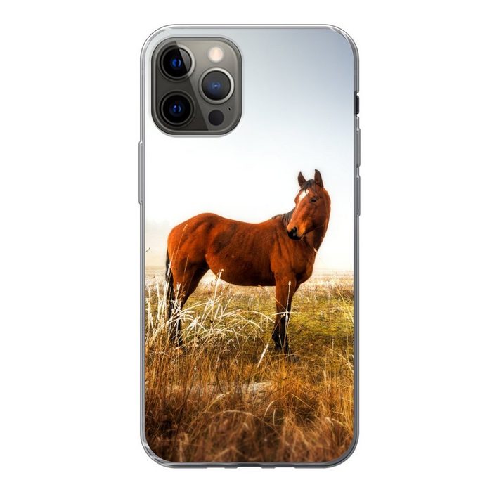 MuchoWow Handyhülle Pferd - Weide - Australien Handyhülle Apple iPhone 12 Pro Smartphone-Bumper Print Handy
