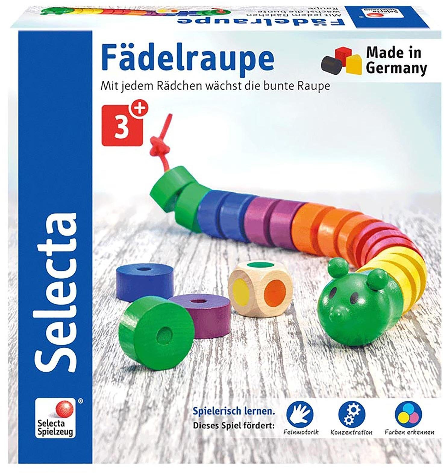 Selecta Spiel, Holzspielzeug, Made Fädelraupe, aus Holz, Germany in