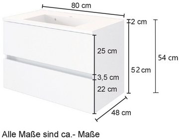 HELD MÖBEL Badezimmer-Set Horki, (Set, 5-St), bestehend aus Waschtisch-Set mit Midischrank, Breite 160 cm