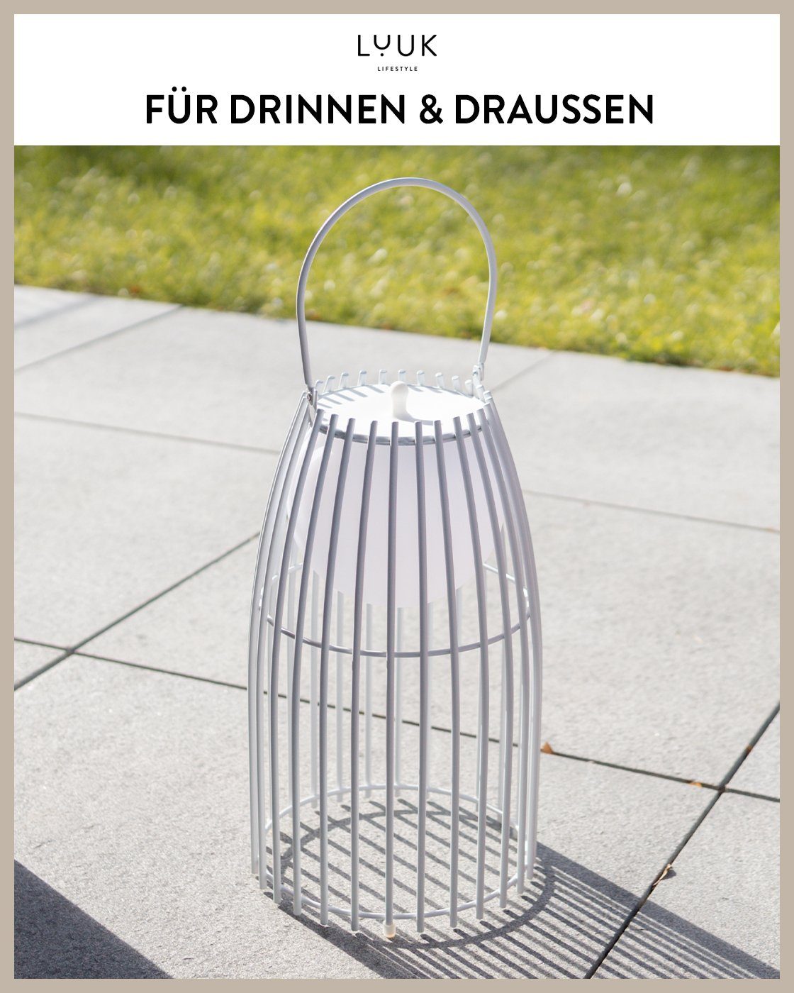 LUUK LIFESTYLE LED Außen-Stehlampe, Ein-/Ausschalter, Dimmfunktion, mehrere Helligkeitsstufen, LED fest integriert, Warmweiß, kabellose Outdoor Stehleuchte