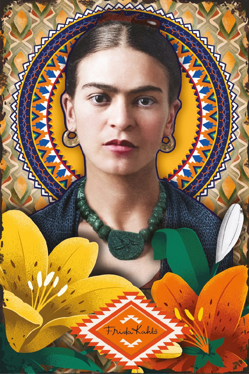 LuckyLinde Wanddekoobjekt Frida Kahlo - Blumen (1 St), Exklusive JANOSCH Kindermotive, Stahlschild