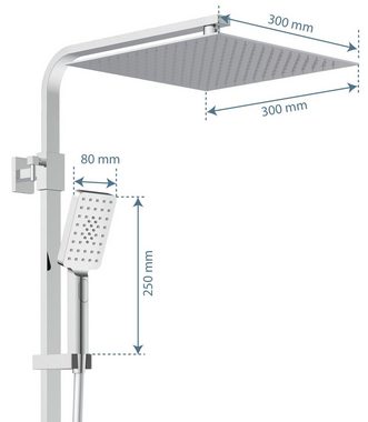 Schütte Brausegarnitur OCEAN, Höhe 120 cm, 3 Strahlart(en), Sicherheitssperre, höhenverstellb., inkl. Glasablage, Antikalk