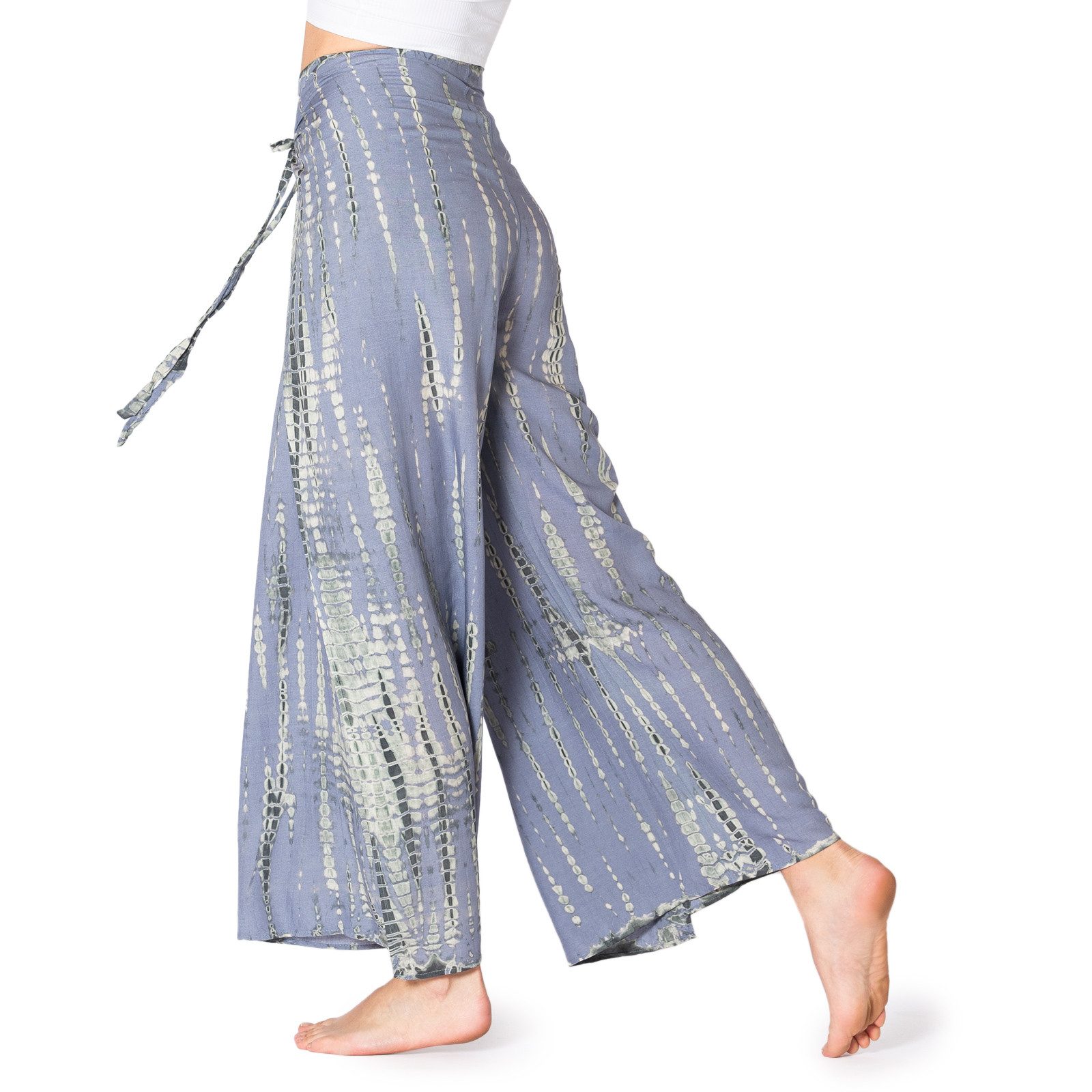 PANASIAM Palazzohose Sunshine Hosenrock im Tie-Dye Design luftige Wickelhose Palazzohose aus natürlicher Viskose Culotte mit weitem Bein für Urlaub Strand Büro