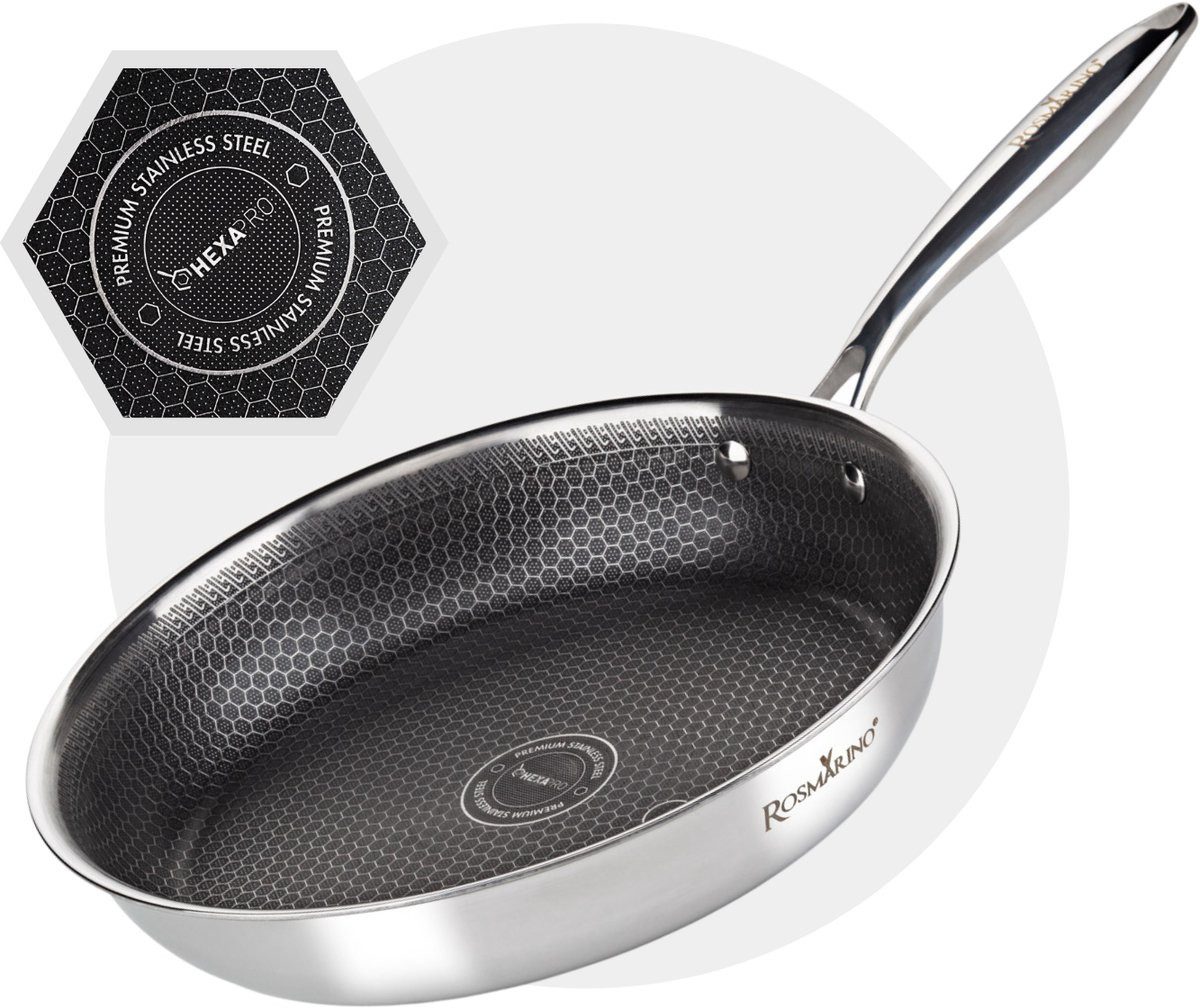 ROSMARINO Bratpfanne HexaPRO Pancakepfanne 28 cm, Induktion, Edelstahl ...
