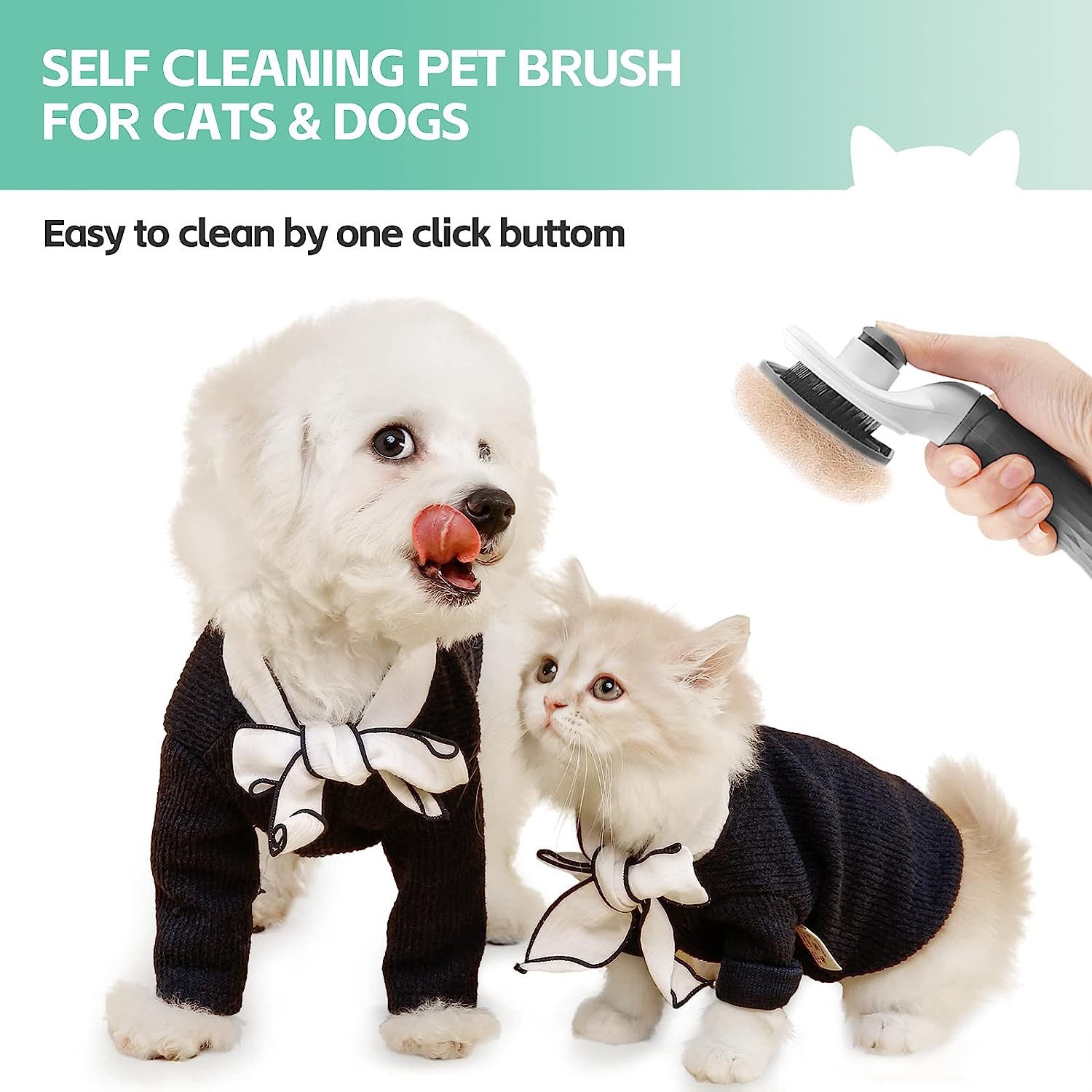 Refined Living Fellbürste Fellbürste Tierpflege Bürste,Selbstreinigend Fellbürste Bürste, ABS+Edelstahl+Gummi, (selbstreinigend Pflegebürste,Fellbürste Hundebürste Katzenbürste,Kurzhaar & Langhaar, 1-tlg, Sanfte Fellpflege, 1-tlg), Haustierbürste,mit automatischer Selbstreinigungsknopf