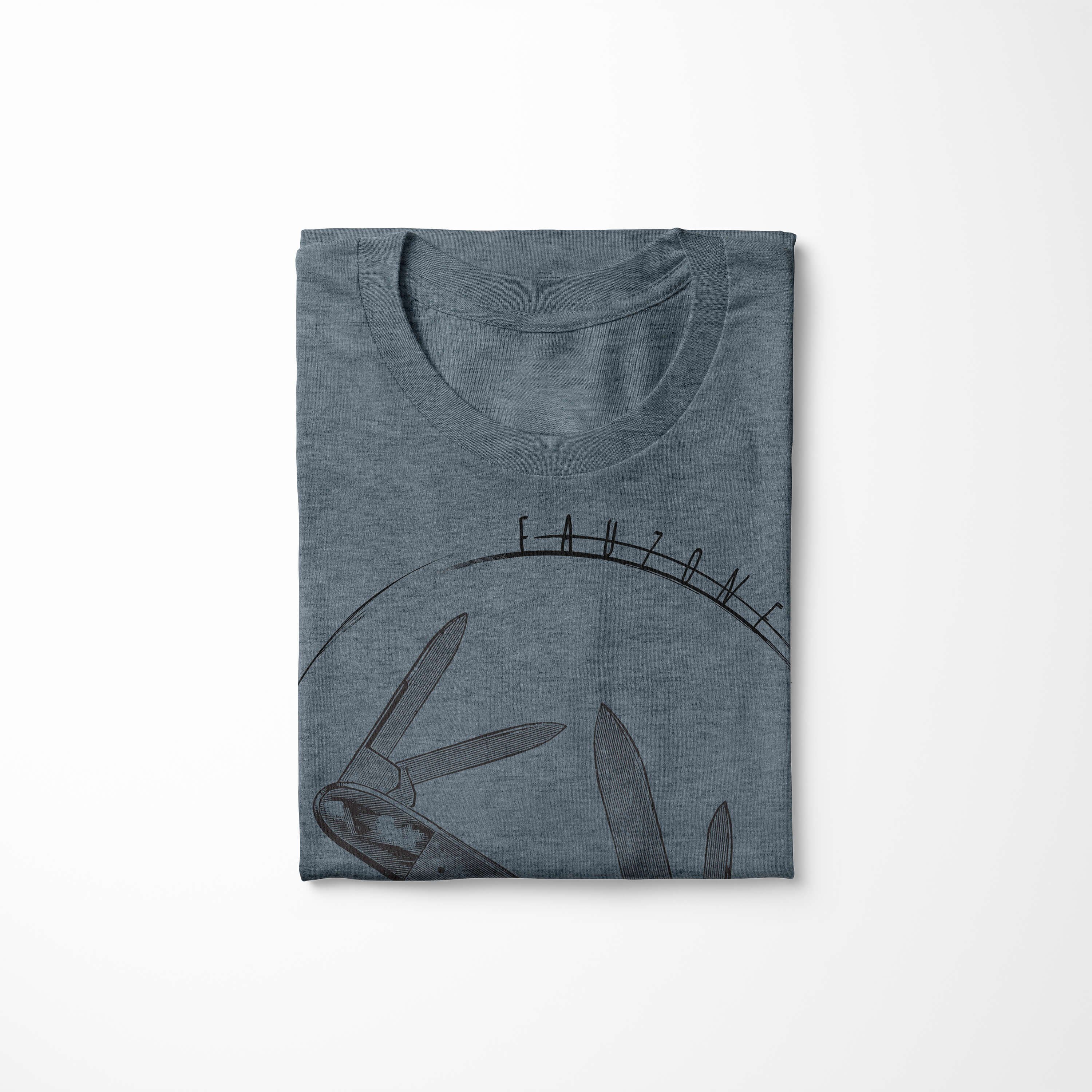 T-Shirt Taschenmesser Sinus Vintage Art Indigo T-Shirt Herren