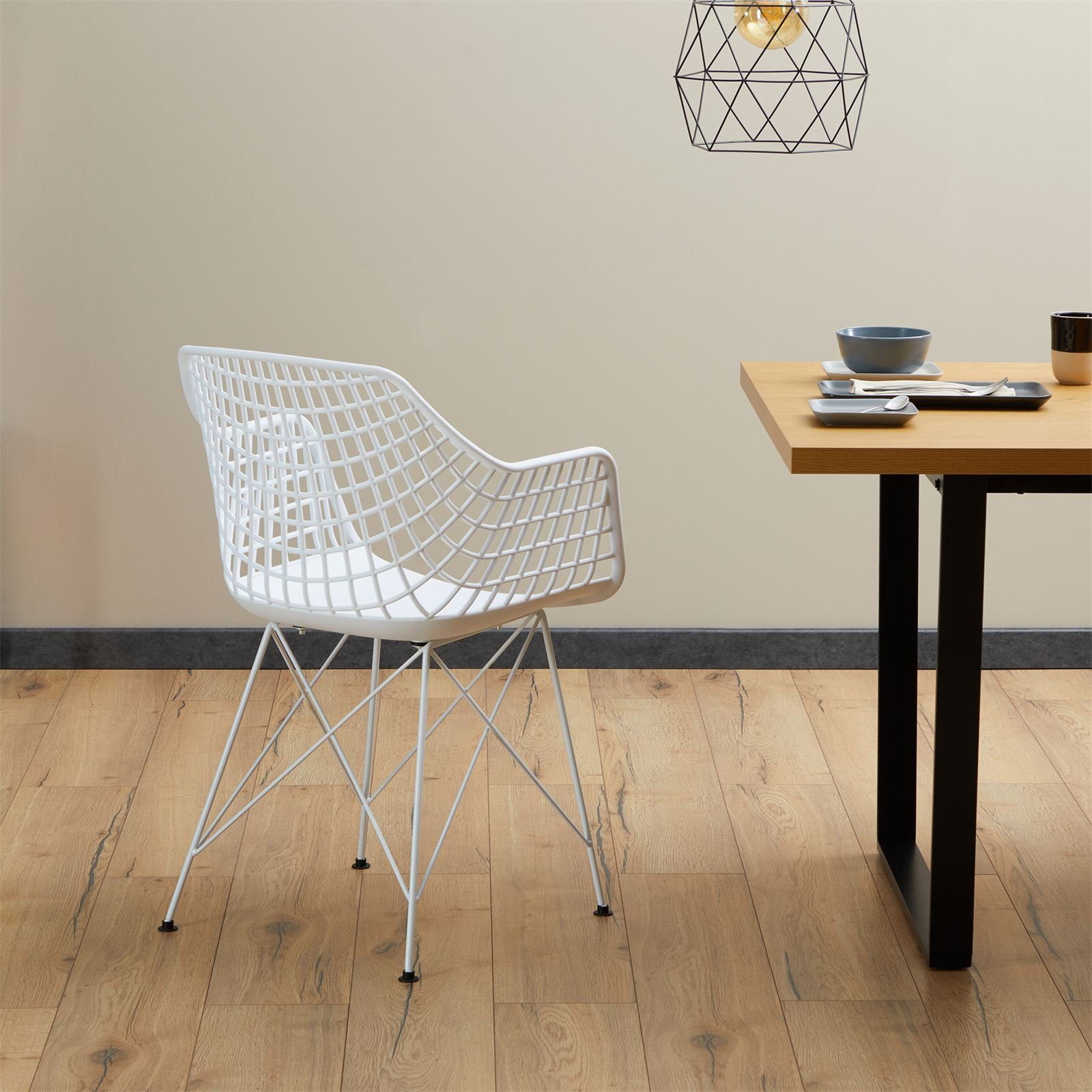 Esszimmerstuhl Design (4 IDIMEX Kunst weiß/weiß Esszimmer ALICANTE Küchenstuhl St), 4er Retro Esszimmerstuhl Stühle Set