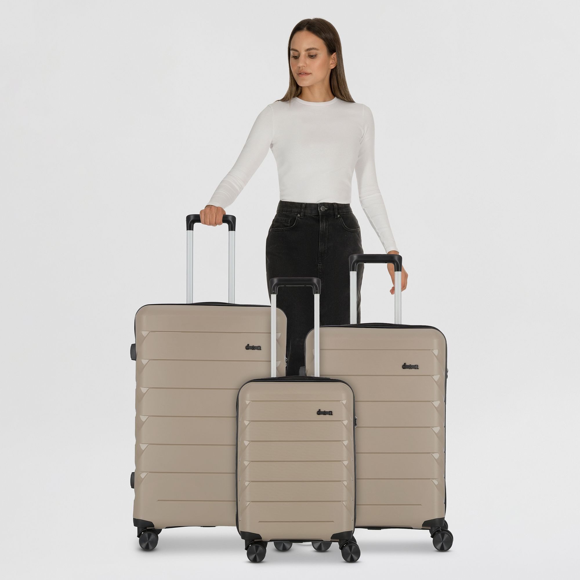 D&N Trolleyset Travel Line, 4 Rollen, (3-teilig, 3 tlg), Polypropylen