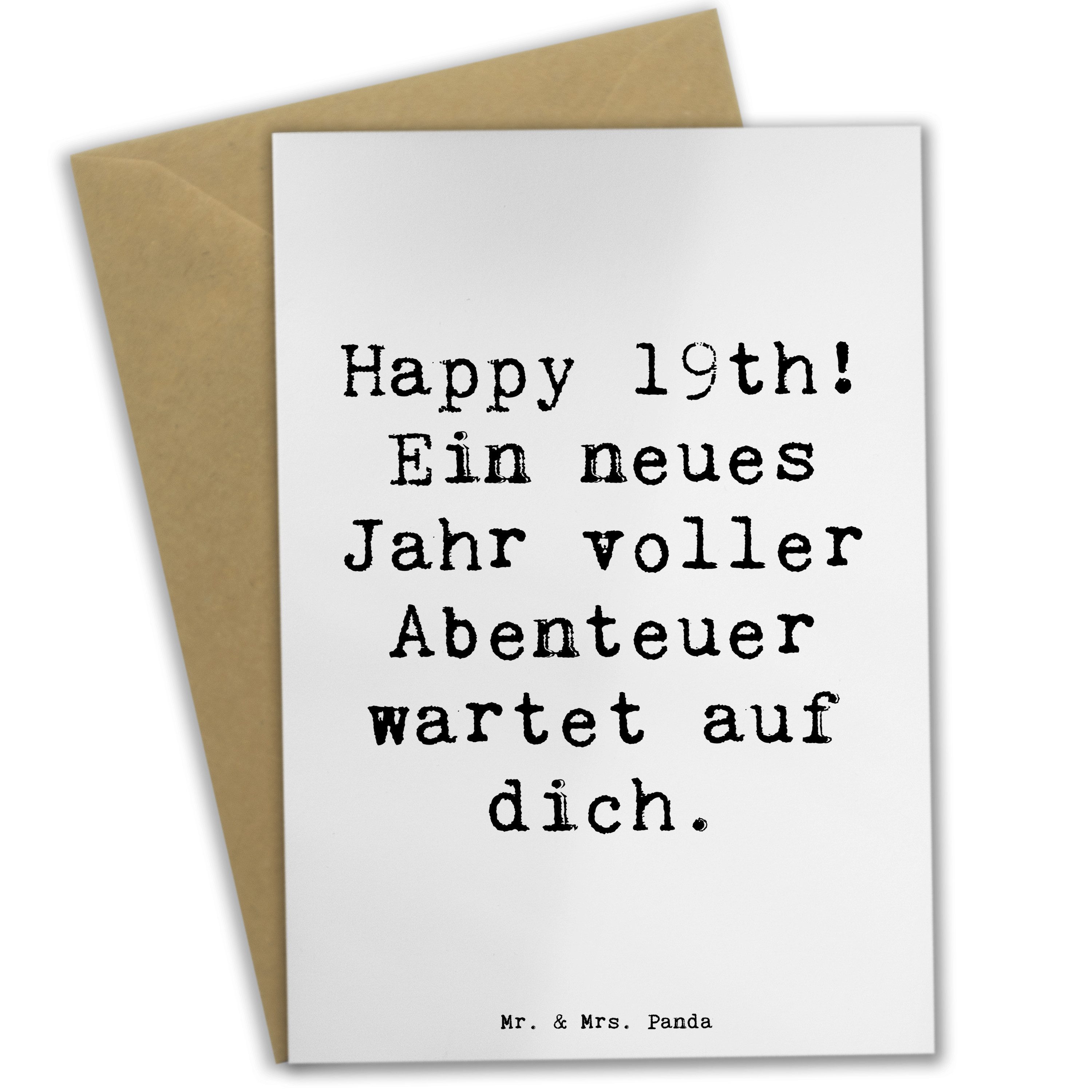 Grußkarte Spruch 19. Geburtstag Abenteuer - Weiß - Geschenk, neues Jahr, Ansich