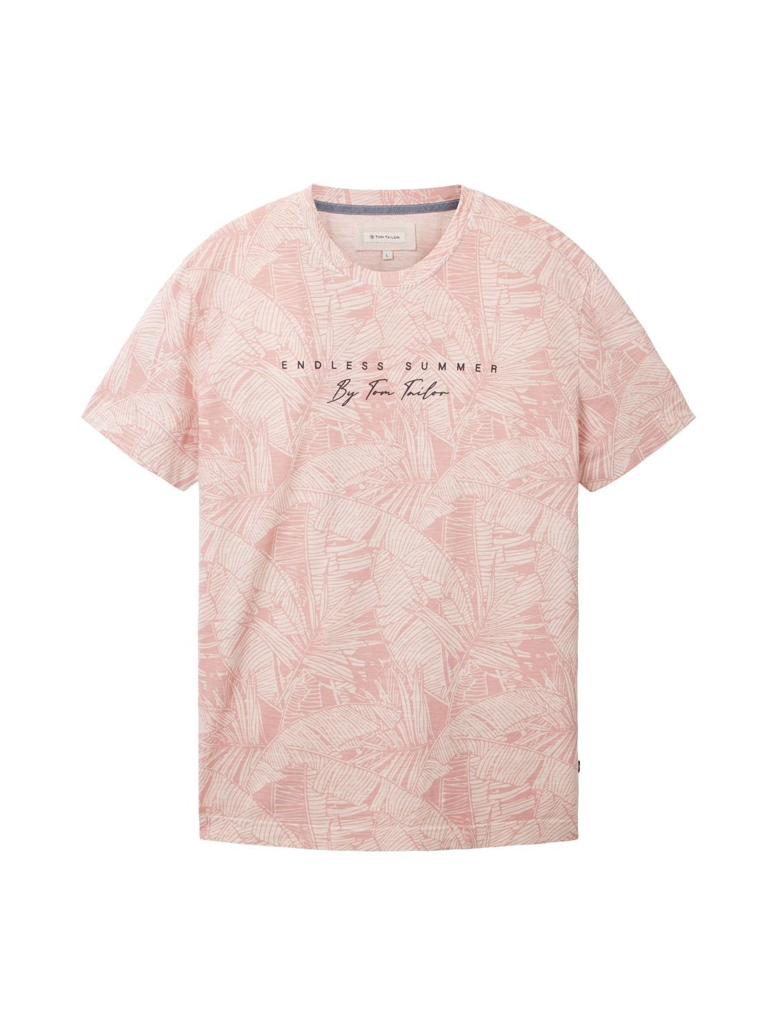 aus T-Shirt big Baumwolle Pink 31802 TOM leaf design TAILOR PALM PRINT tonal (1-tlg)