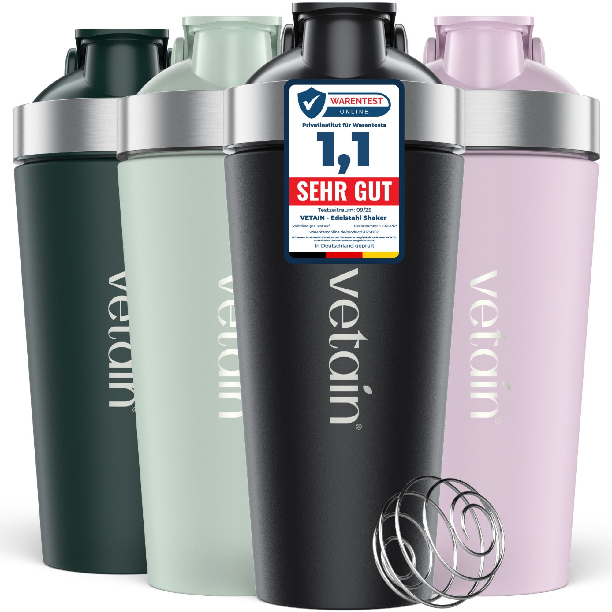 VETAIN Protein Shaker Edelstahl 700ml - 100% Auslaufsicher, Außen gravierte Messskala - Frei von BPA & DEHP - Spülmaschinenfest