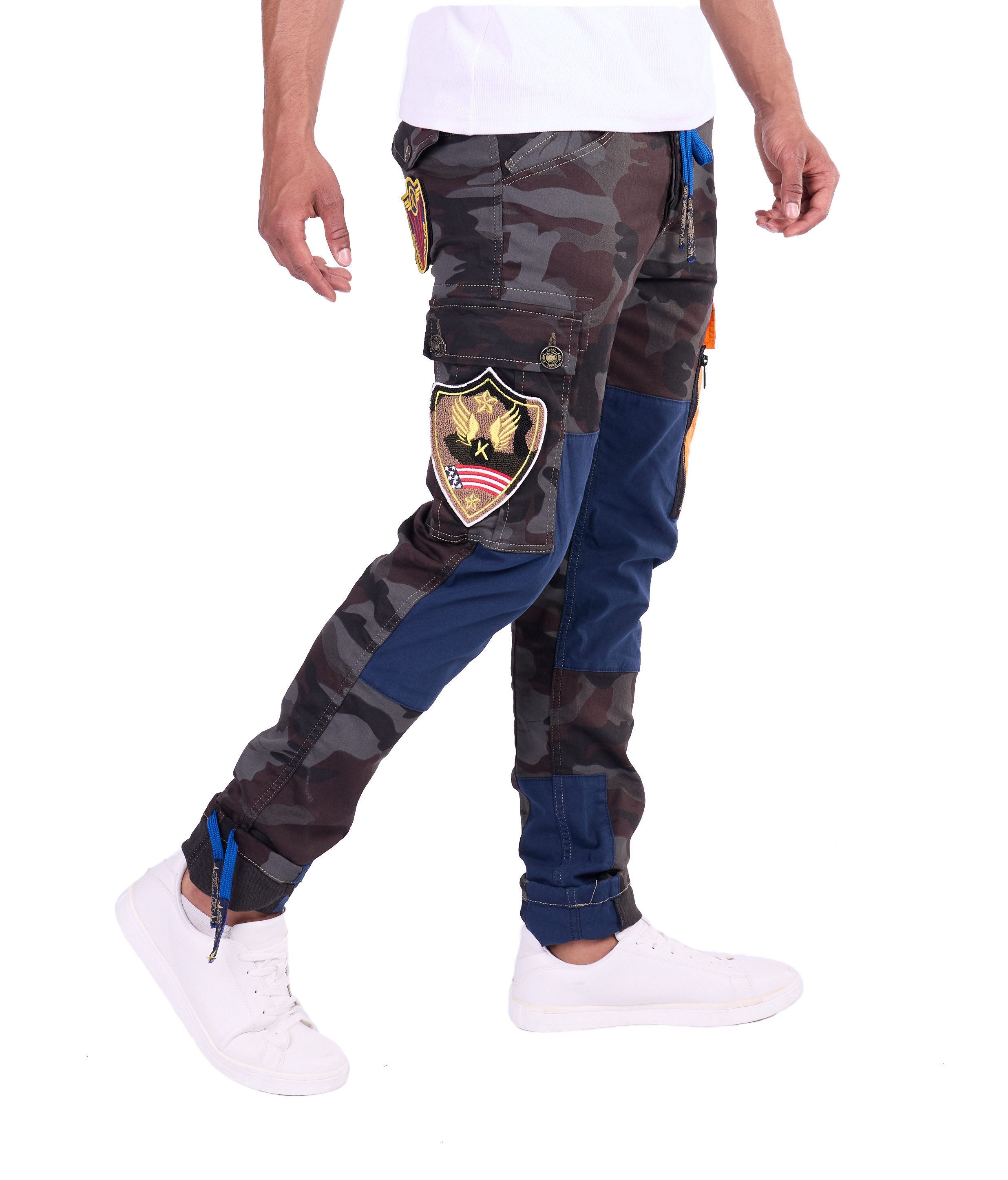 KINGZ Slim-fit-Jeans Herren Designer Camouflage Cargohose