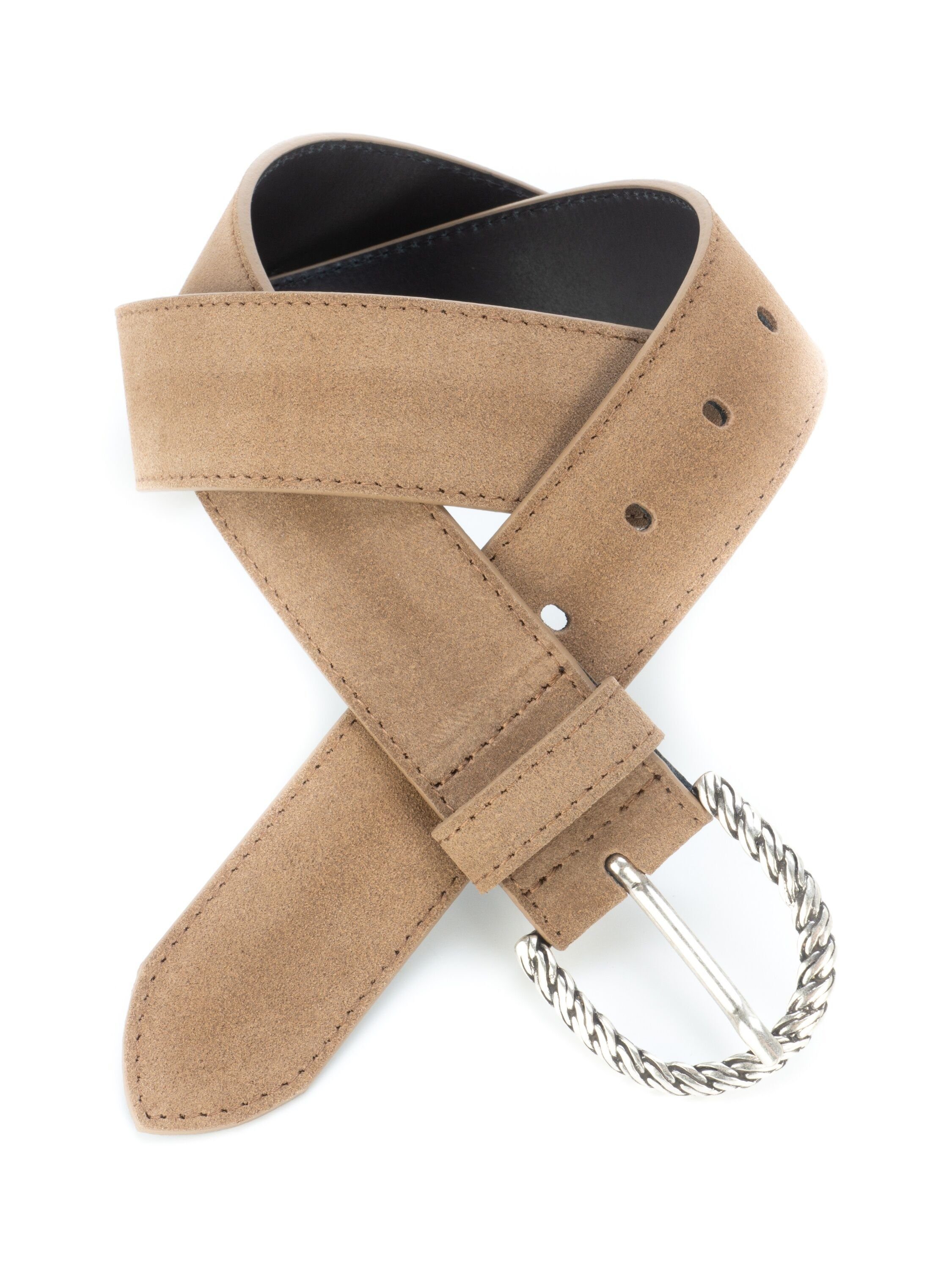 BA98-Cologne Ledergürtel 4 cm breit, aus weichem Velour-Leder