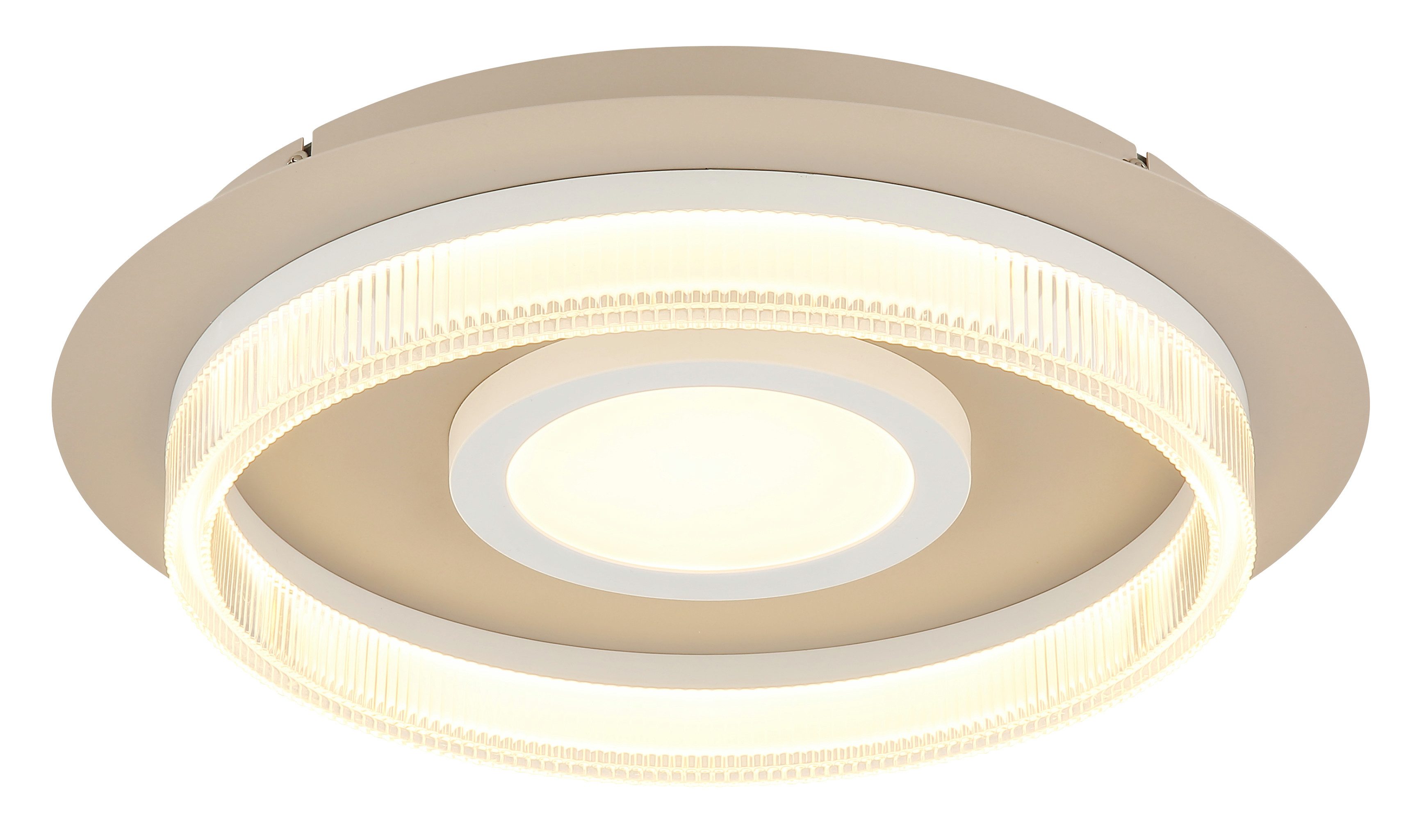 GLOBO LIGHTING Deckenleuchte ZARA, LED fest integriert, Warmweiß, Weiße Deckenleuchte sandfarben mit Kunststoff opal, LED 24W
