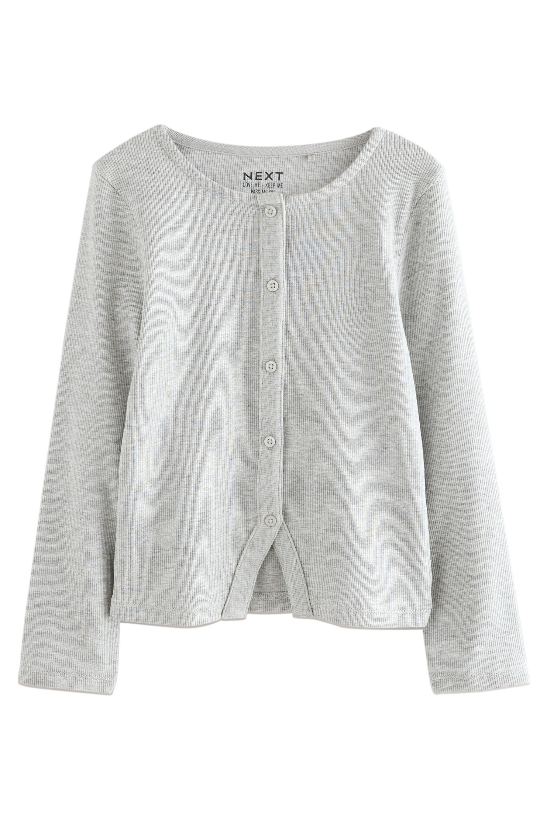 Next Langarmshirt Gerippte langärmelige Strickjacke (1-tlg)