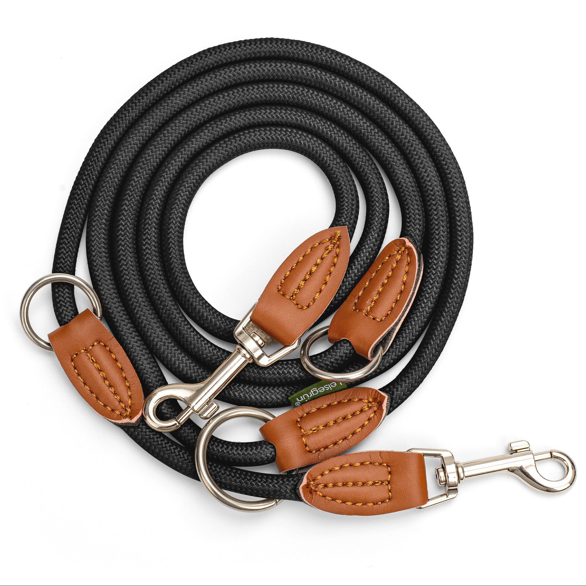 Leisegrün Hundeleine Hundeleine für kleine Hunde, nur 160g leicht, Hundeleine 2m - Schwarz, Nylon