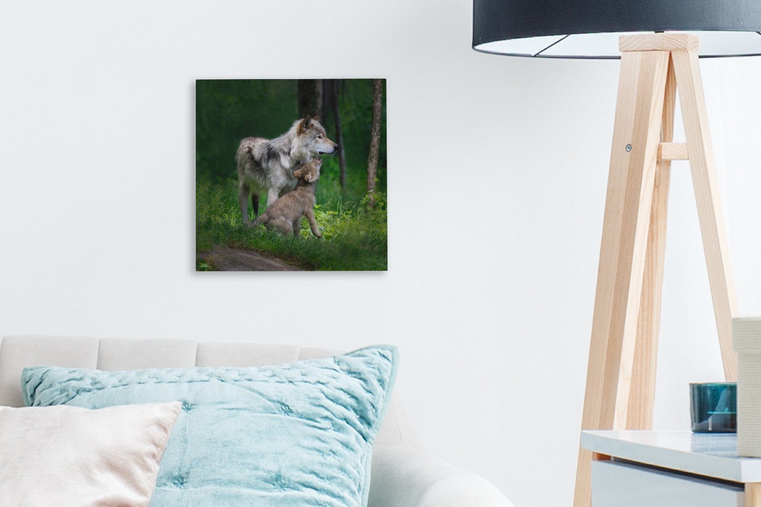Schlafzimmer für Wald, Baby Wohnzimmer - Bilder St), (1 Leinwandbild - Wolf Leinwand OneMillionCanvasses®