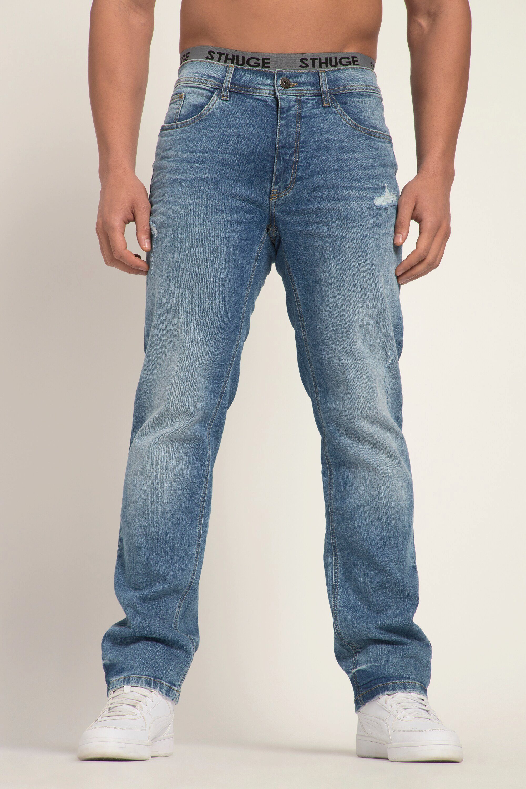 STHUGE 5-Pocket-Jeans STHUGE Jeans FLEXLASTIC® Denim 5-Pocket destroyed