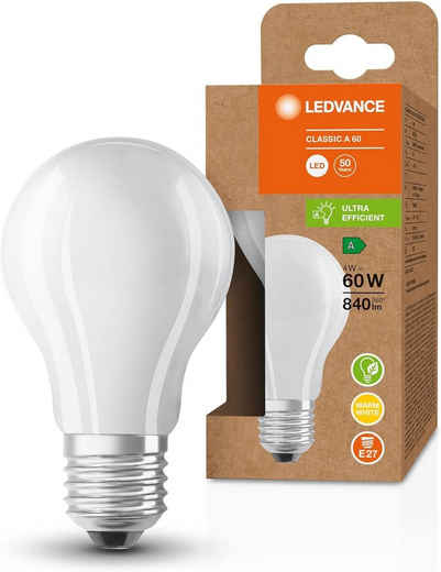 Ledvance LED-Leuchtmittel Stromsparlampe Energieffizienz 4W=60W Warmweiß Glühbirne 1er-Pack, E27, 1 St., Warmweiss, Energieeffizienz und stromsparend,3000K