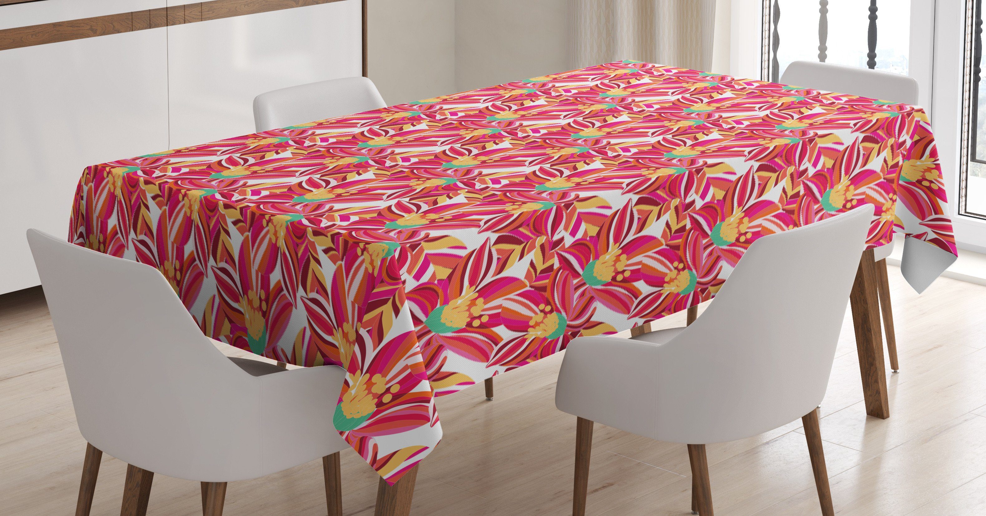 Abakuhaus Tischdecke Farbfest Waschbar Für den Außen Bereich geeignet Klare Farben, Blumen Abstrakte Frühlings-Blüten