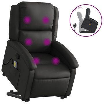 vidaXL Sessel Massagesessel mit Aufstehhilfe Schwarz Echtleder (1-St)