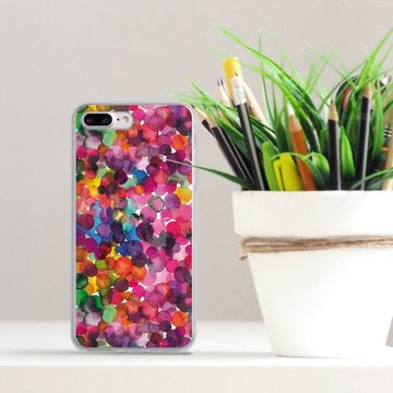 DeinDesign Handyhülle bunt Punkte Wasserfarbe Overlapped Watercolor Dots, Apple iPhone 8 Plus Silikon Hülle Bumper Case Handy Schutzhülle