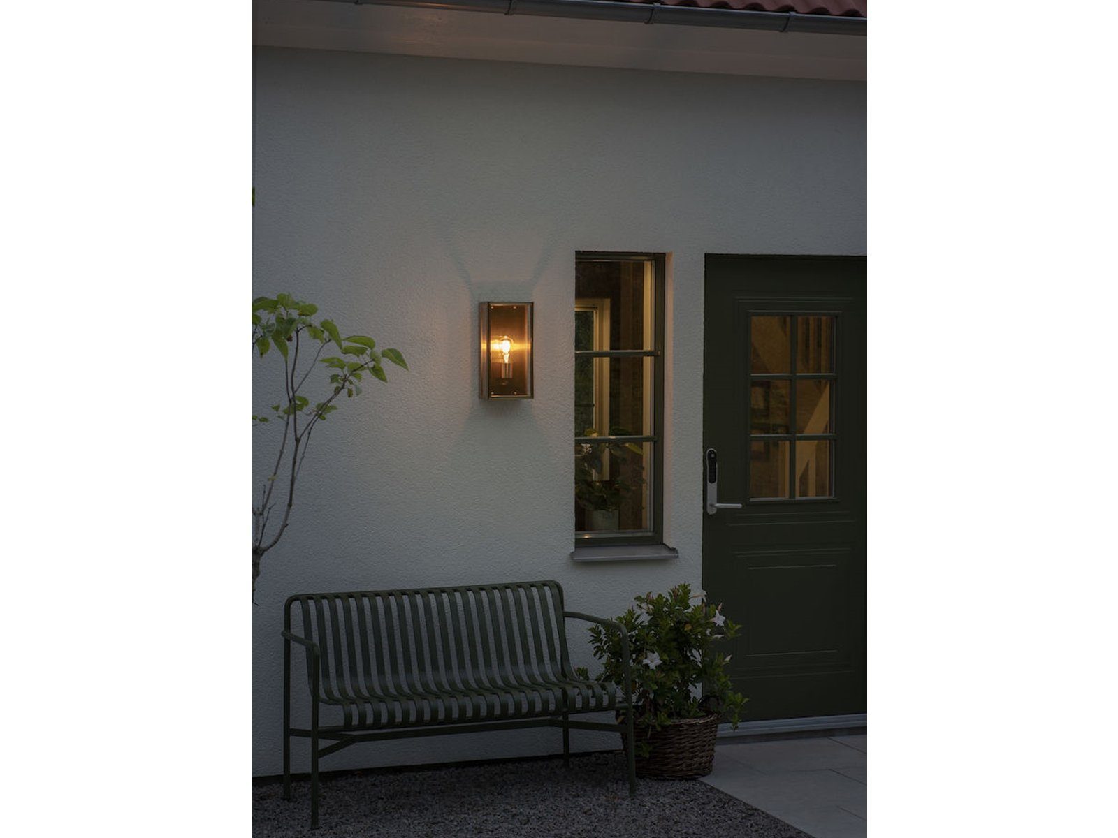 Landhausstil, meineWunschleuchte LED Außen-Wandleuchte, Gold-en Wand-laterne Große 40cm Outdoor wechselbar, Fassadenlampe LED warmweiß, H: Messing