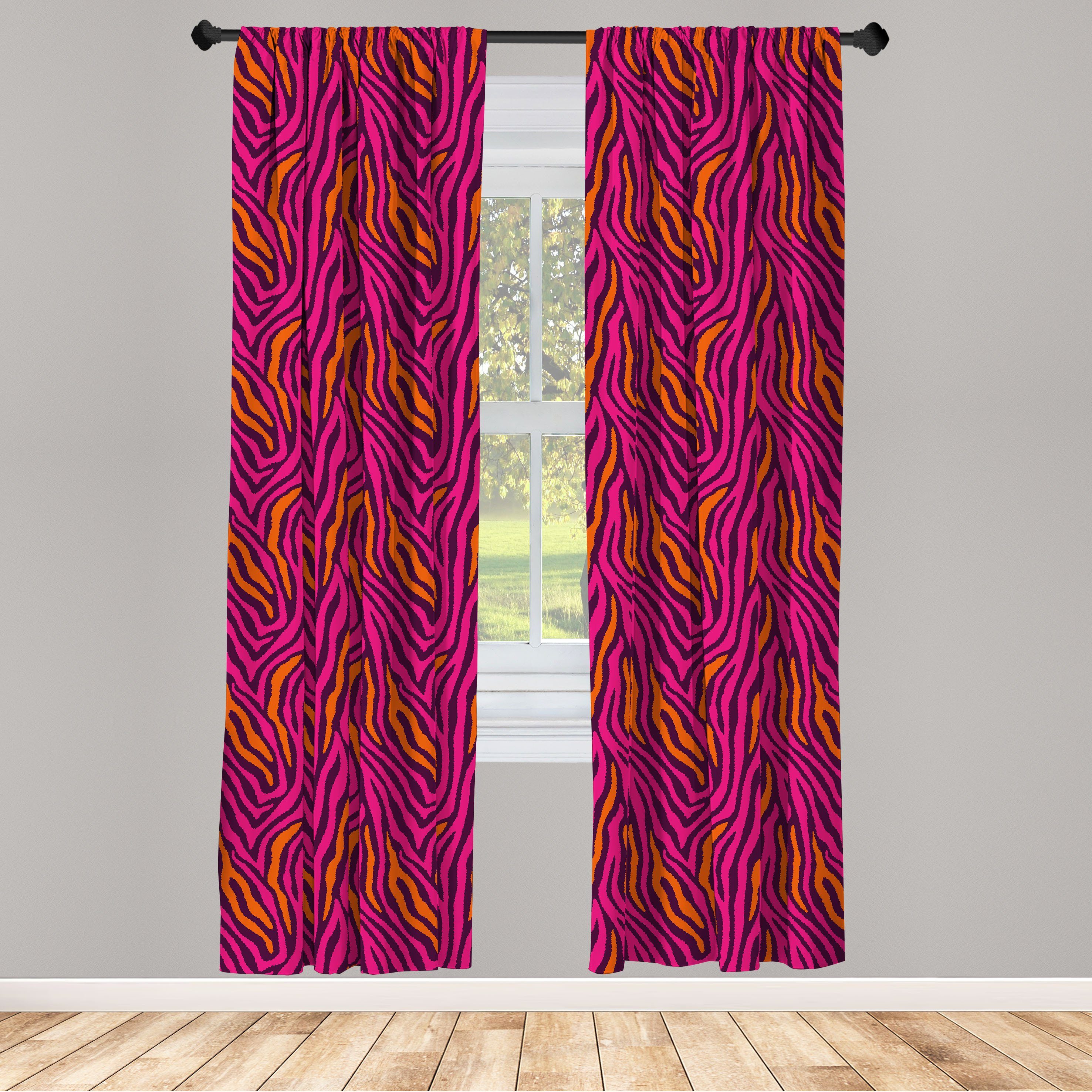Gardine Vorhang Zebra-Muster-Streifen-Design Schlafzimmer für Wohnzimmer Dekor, Safari Abakuhaus, Microfaser