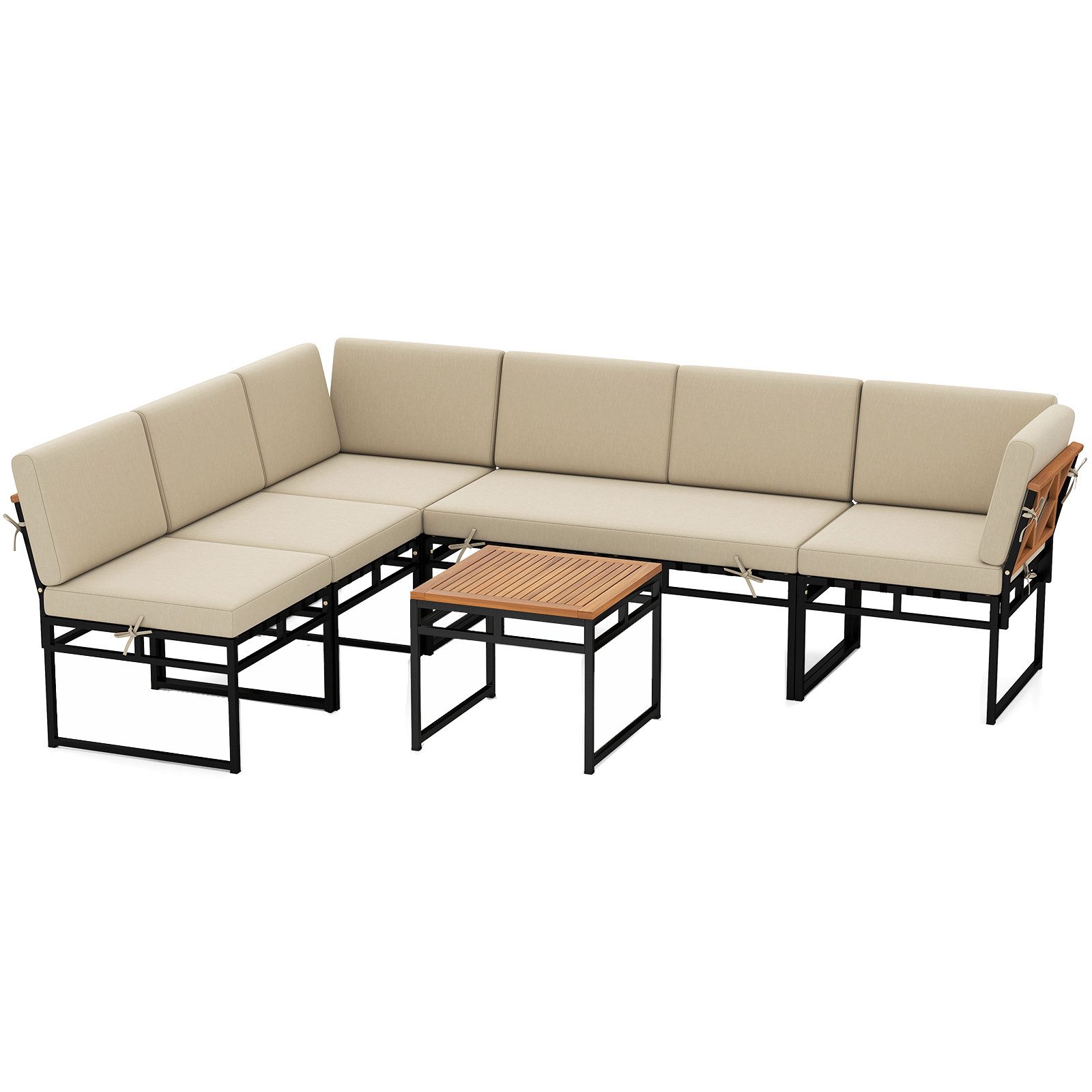 KOMFOTTEU Gartenlounge-Set, Sitzgruppe Balkonmöbel mit Couchtisch, Kissen