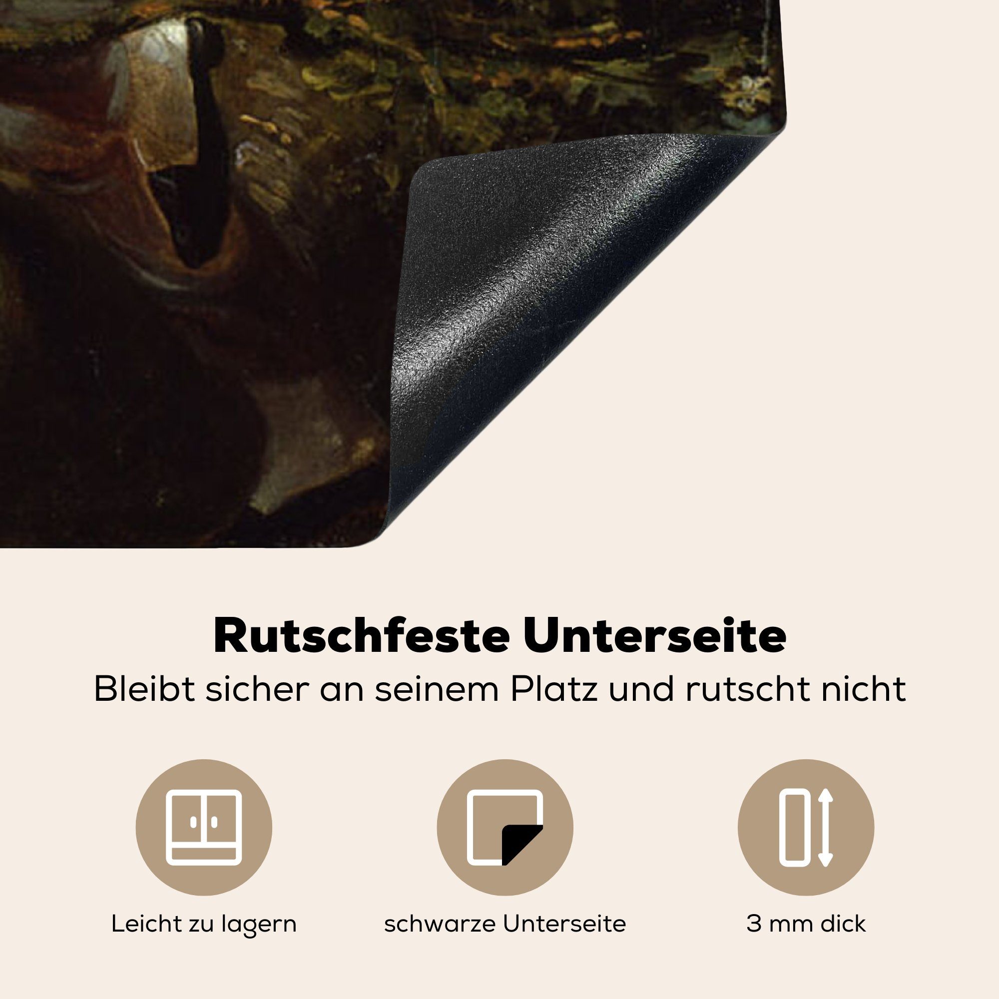Emanuel Vinyl, küche 78x78 Leutze, Gottlieb Ceranfeldabdeckung, Gemälde von Vogelnestbau für MuchoWow Arbeitsplatte Herdblende-/Abdeckplatte (1 - tlg), cm,