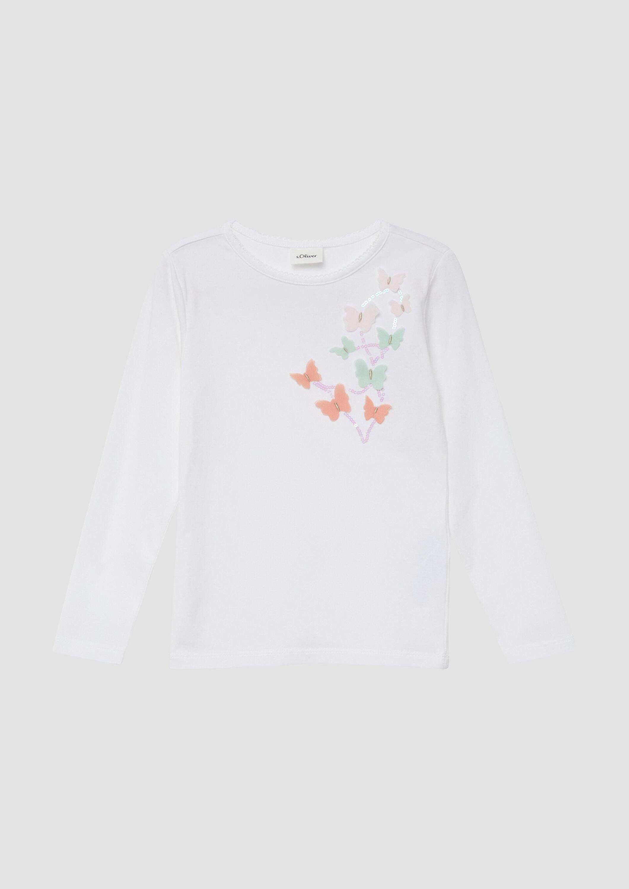 s.Oliver Langarmshirt T-Shirt Longsleeve mit Pailletten und Applikation