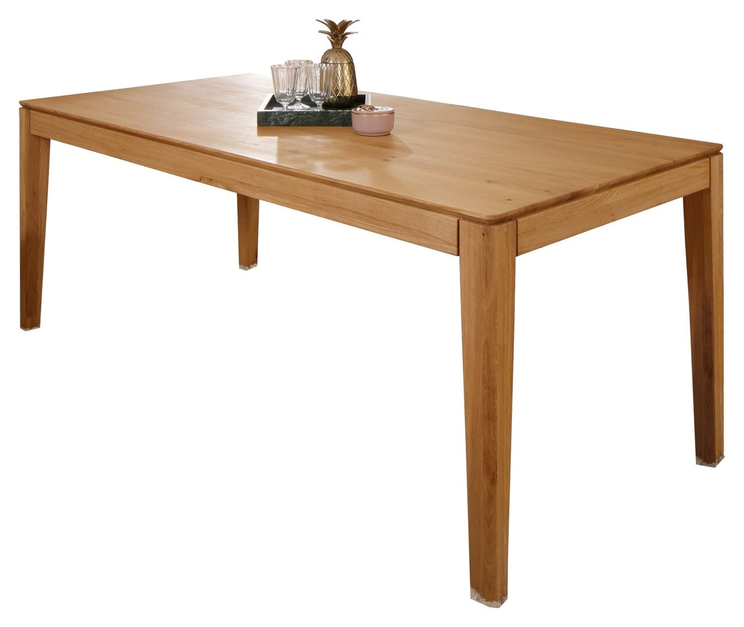 G+K Möbelvertriebs GmbH Esstisch TI-0669, B 160 - 245 x T 90 cm, Ausziehbar, Braun, Wildeiche massiv geölt, mit Butterlfy-Auszug