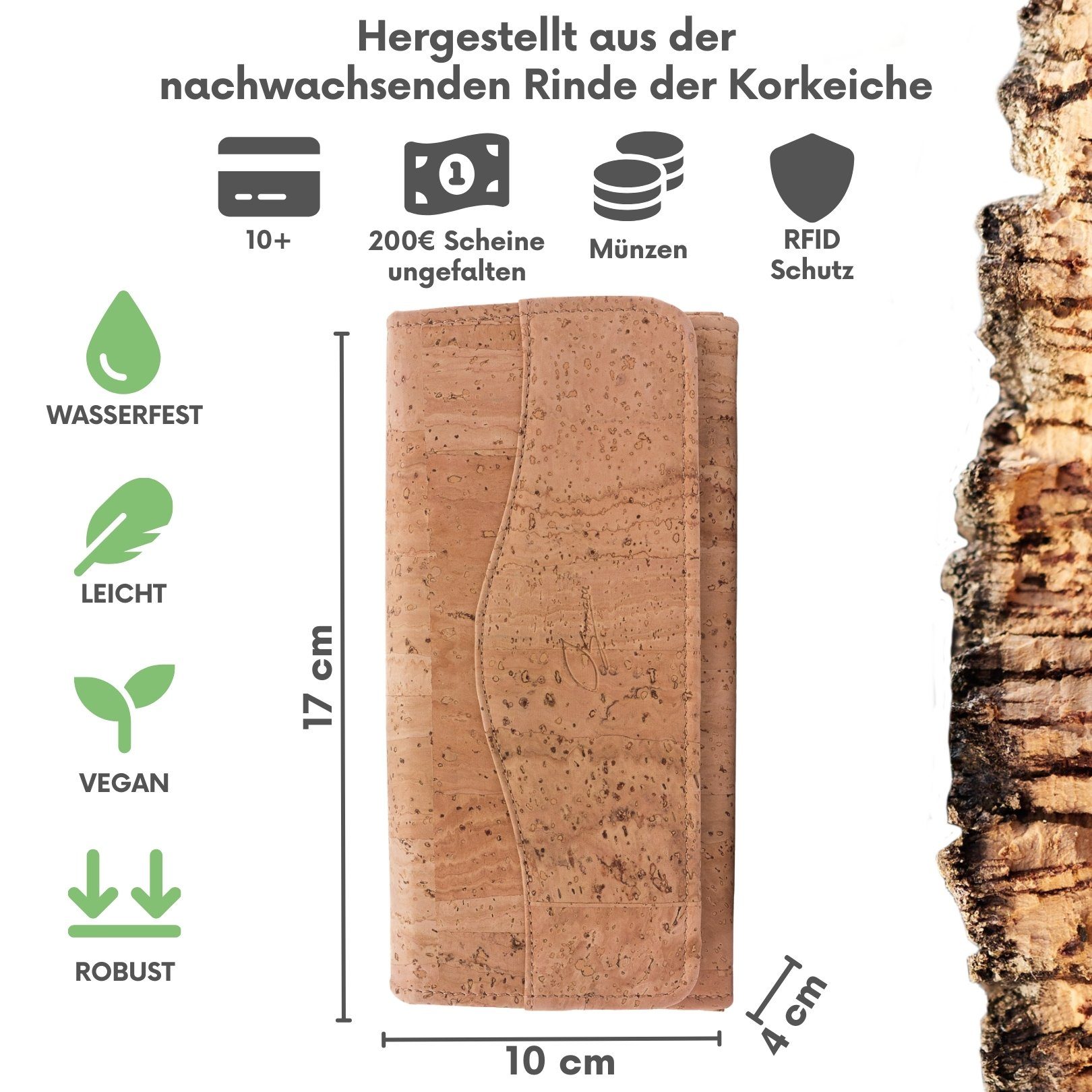 Simaru Geldbörse MAJA, Geldbörse für Damen aus Kork & vegan & RFID-Schutz & günstig online kaufen