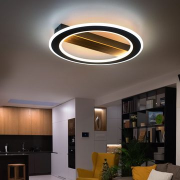 Globo LED Deckenleuchte, LED-Leuchtmittel fest verbaut, Kaltweiß, Warmweiß, Tageslichtweiß, Wohnzimmerlampe Deckenleuchte LED Holz Ring