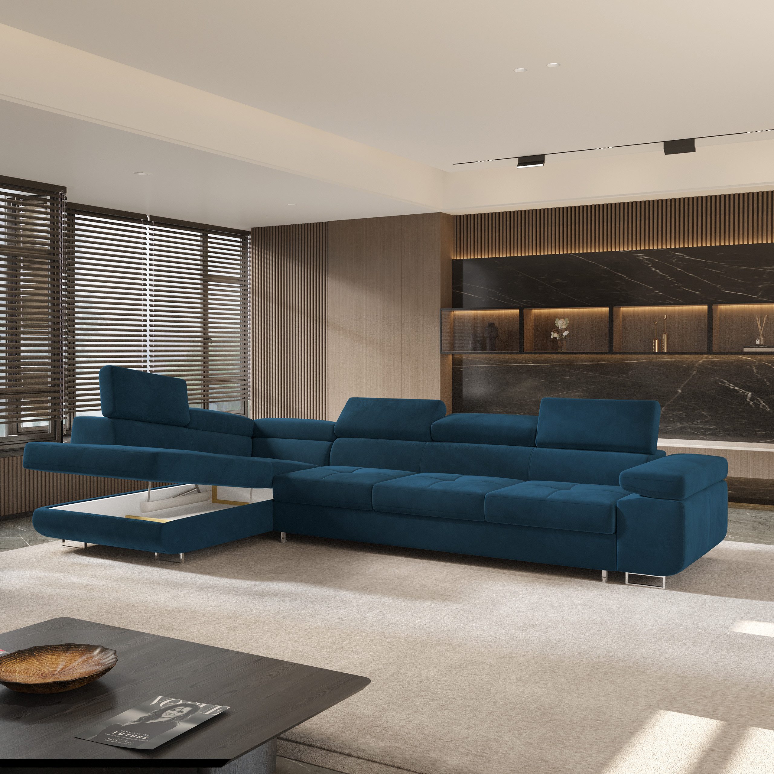 Masseno Ecksofa VICENTE mit Schlaffunktion L-Form, Sofa mit Bettkasten