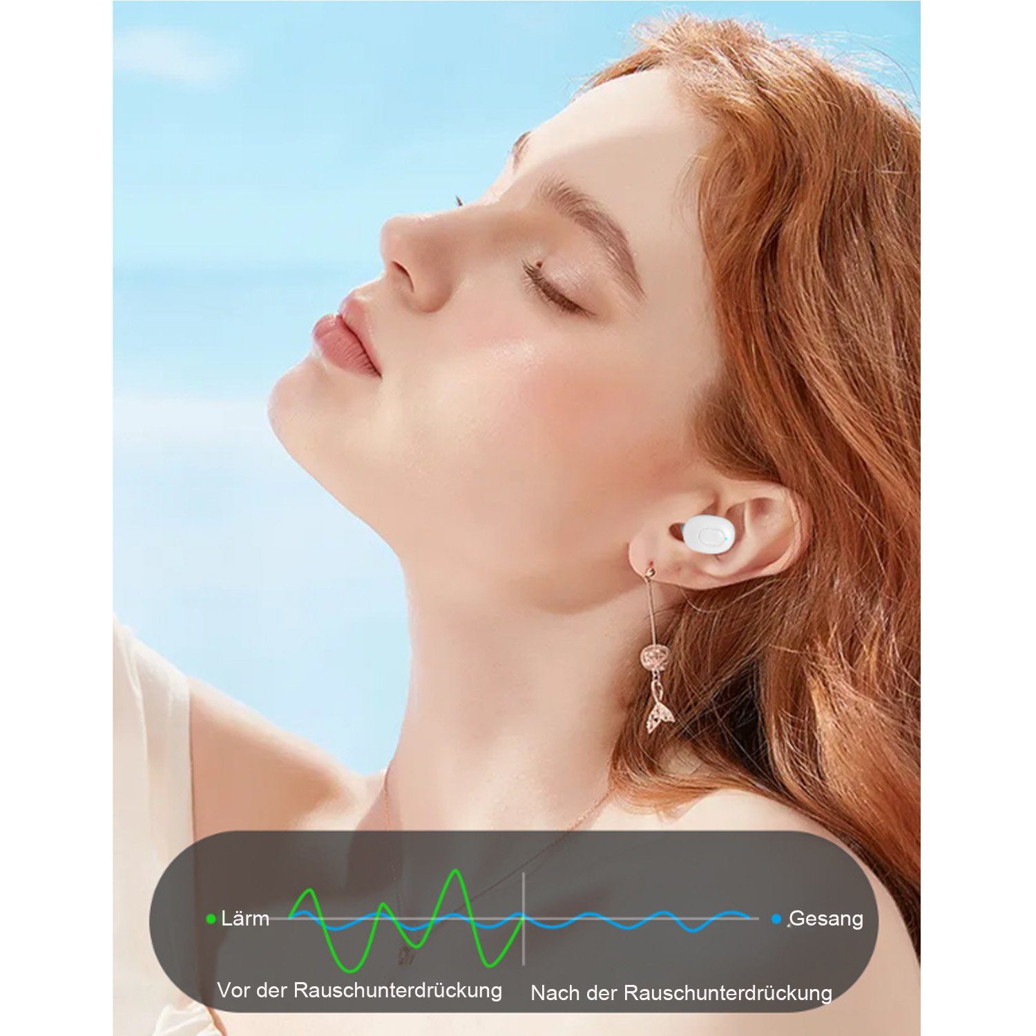 Schwarz Anrufe Musik,True True In-Ear-Kopfhörer und Wasserdicht Kopfhörer, (Steuerung Bluetooth Diida für Wireless) Bluetooth IPX6, Wireless 5.2,