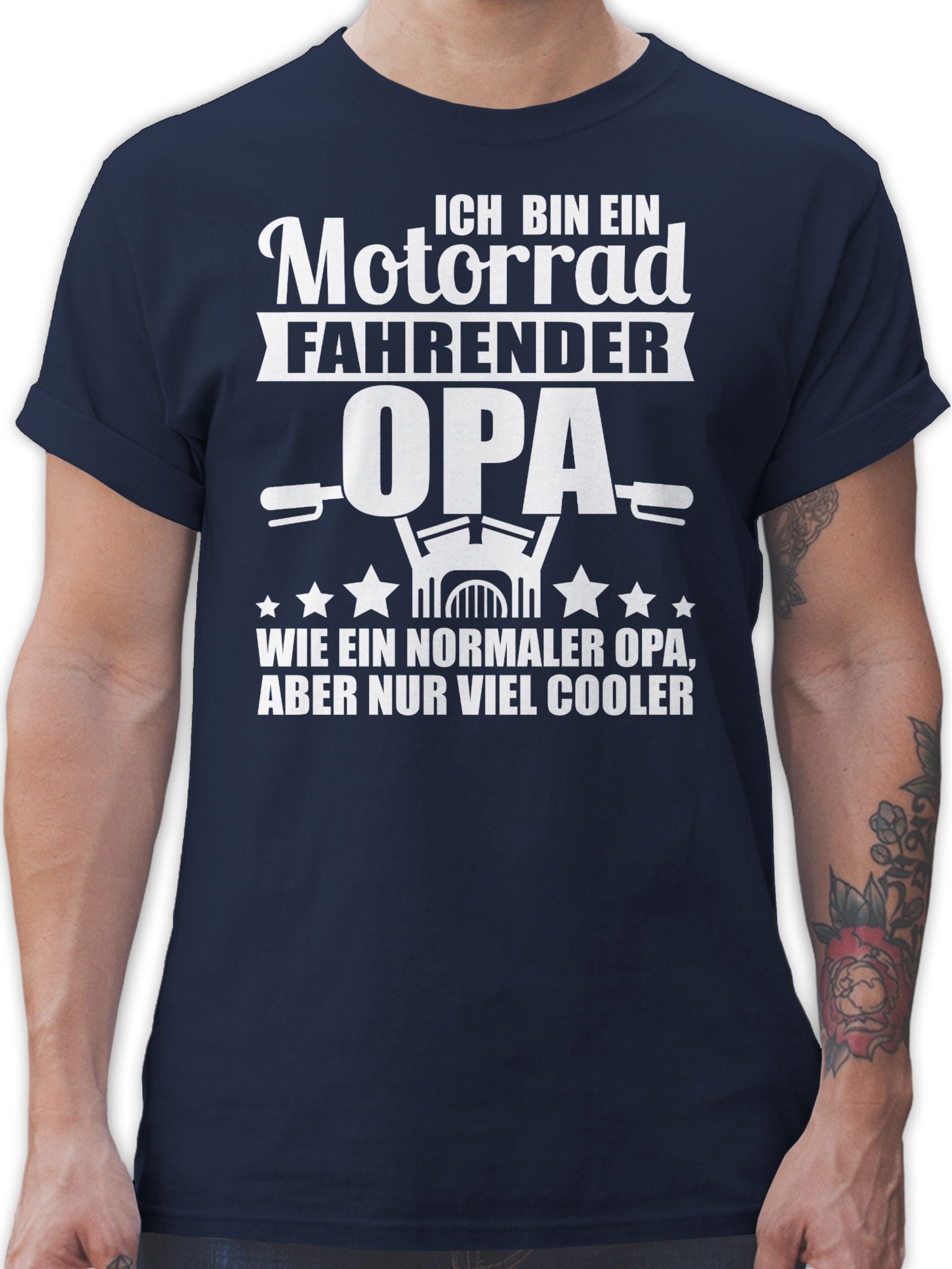 T-Shirt Ich bin ein Motorrad fahrender Opa! weiß