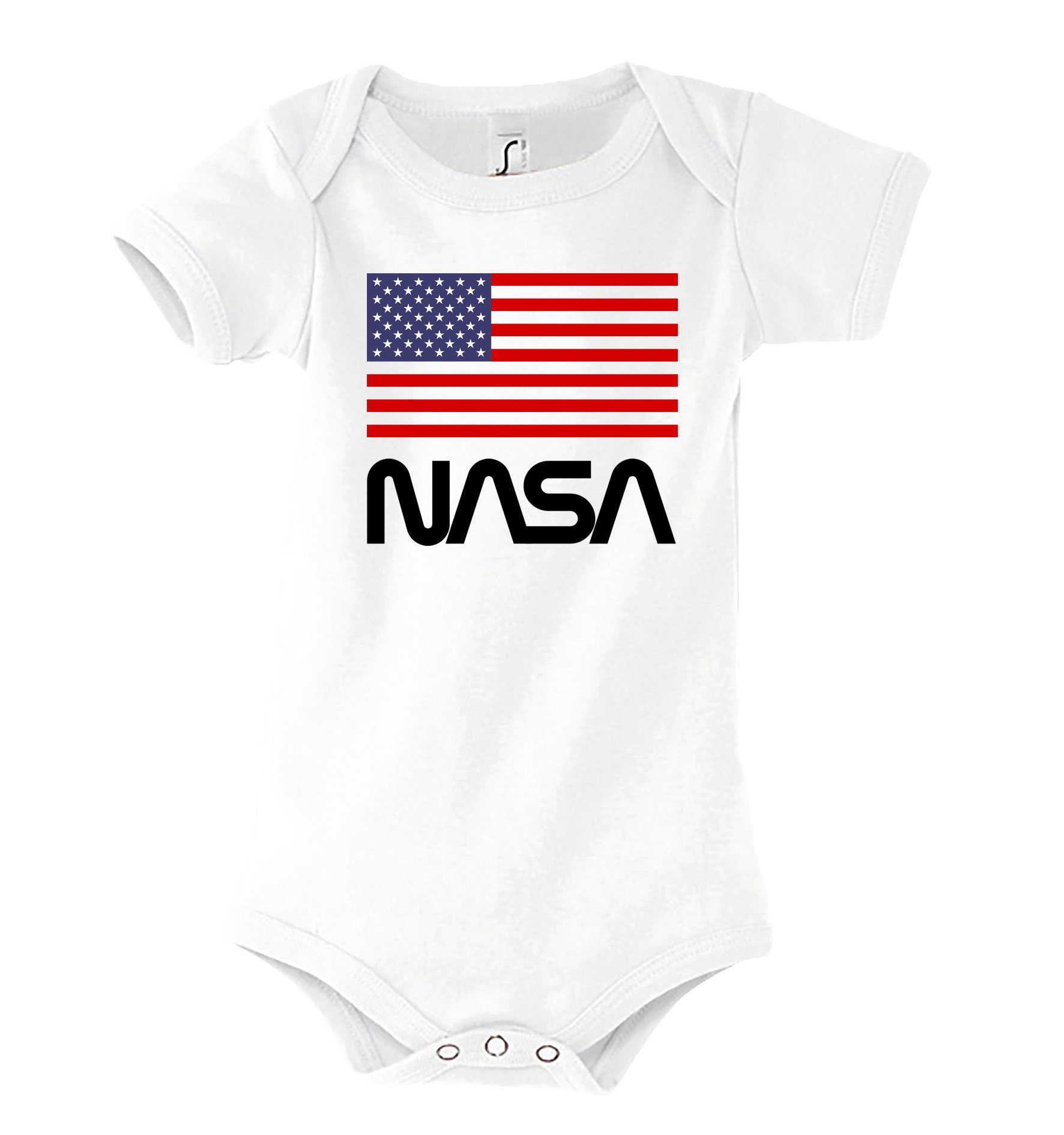 Youth Designz Kurzarmbody Baby Body Strampler NASA USA mit niedlichem Frontprint Weiß