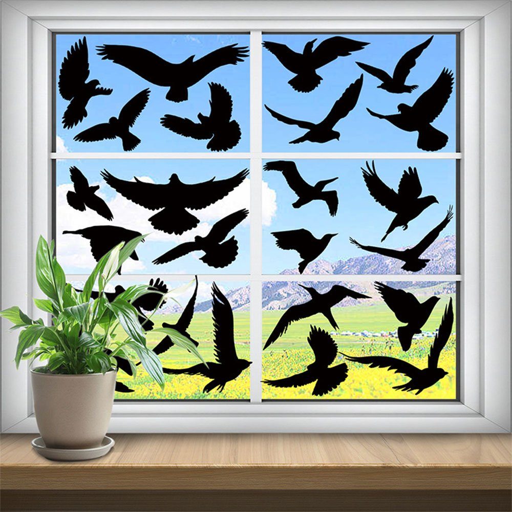 9 Fensterbild NUODWELL Vogel-Fensteraufkleber mit Anti-Bump-Fensteraufklebern Satz