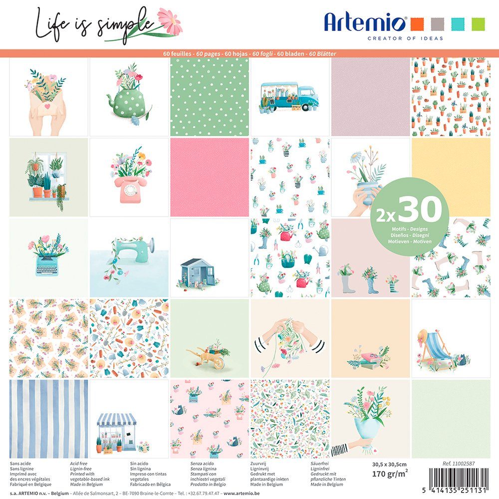 Scrapbook-Block Motivpapier 60 simple, Artemio is Life Bogen