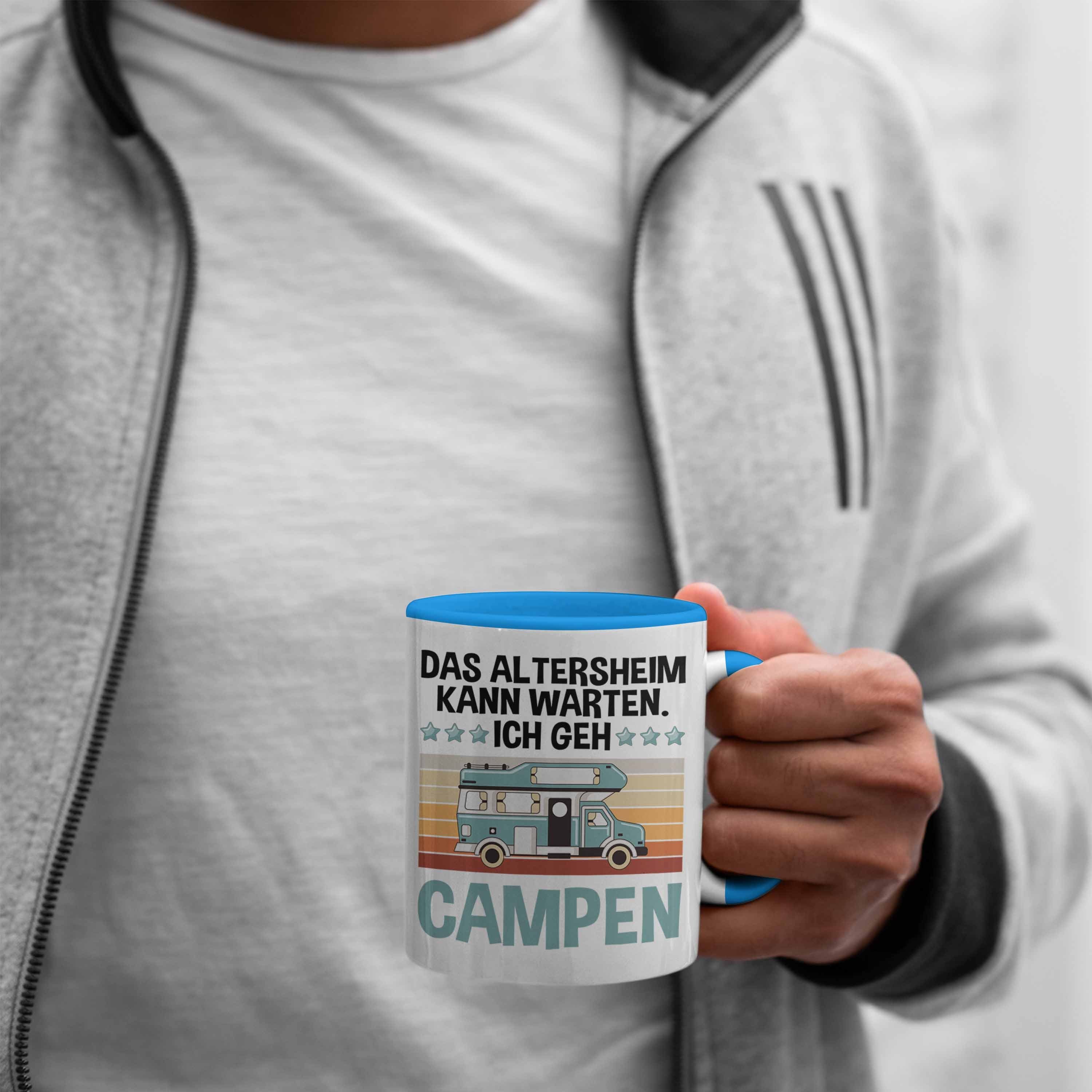 Opa Wohnmobil Lustig Camping Blau Trendation - Trendation Campingwagen Grafik Männer für Oma Altersheim Tasse Wohnwagen Zubehör Tasse kann Geschenkidee Camper Rentner warten Geschenke