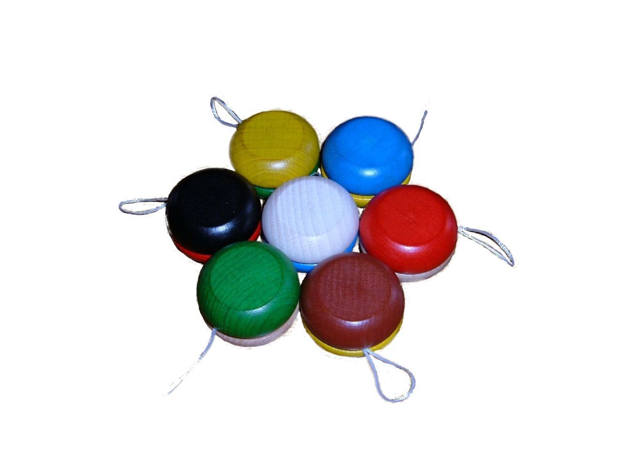 Erzgebirgische Holzspielwaren Ebert GmbH Brummkreisel Holzspielzeug Yo-Yo Blau-Gelb BxT 5x3cm NEU, fördert Geschicklichkeit