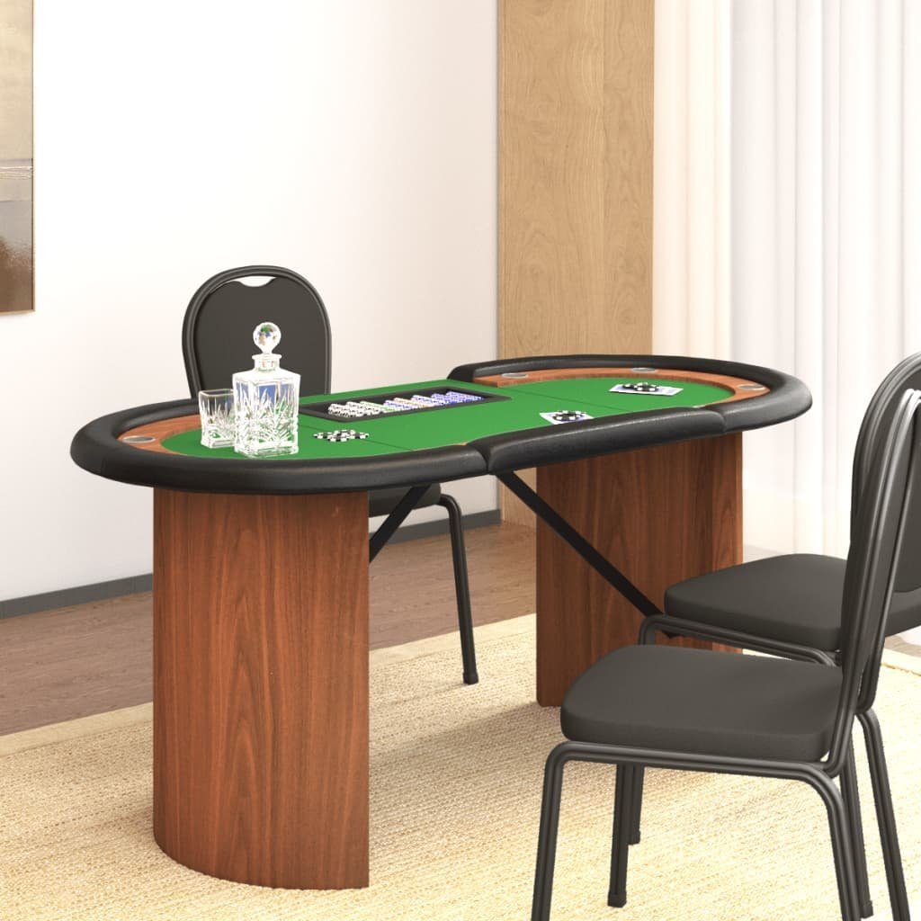 vidaXL Spieltisch Pokertisch Klappbar 10 Spieler mit Chipablage Grün 160x80x75 cm, (1-tlg)