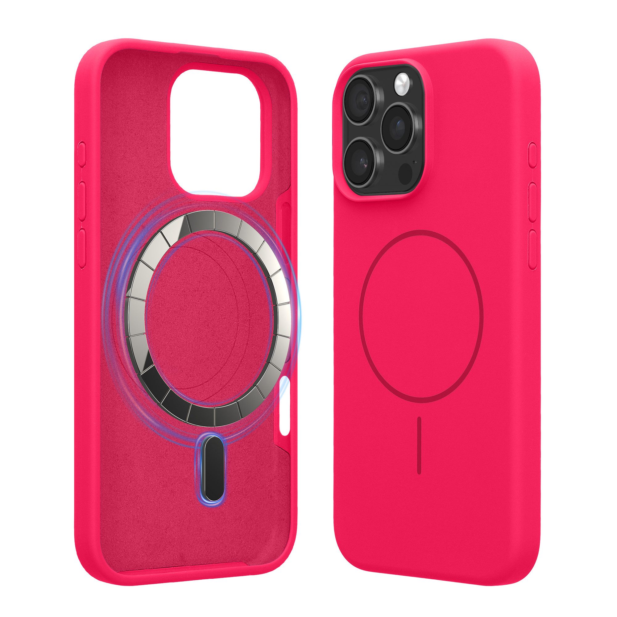 kwmobile Smartphone-Hülle Soft Silikon Case für Apple iPhone 16 Pro Max Hülle, magnetische Schutzhülle kompatibel mit MagSafe Cover gummiert